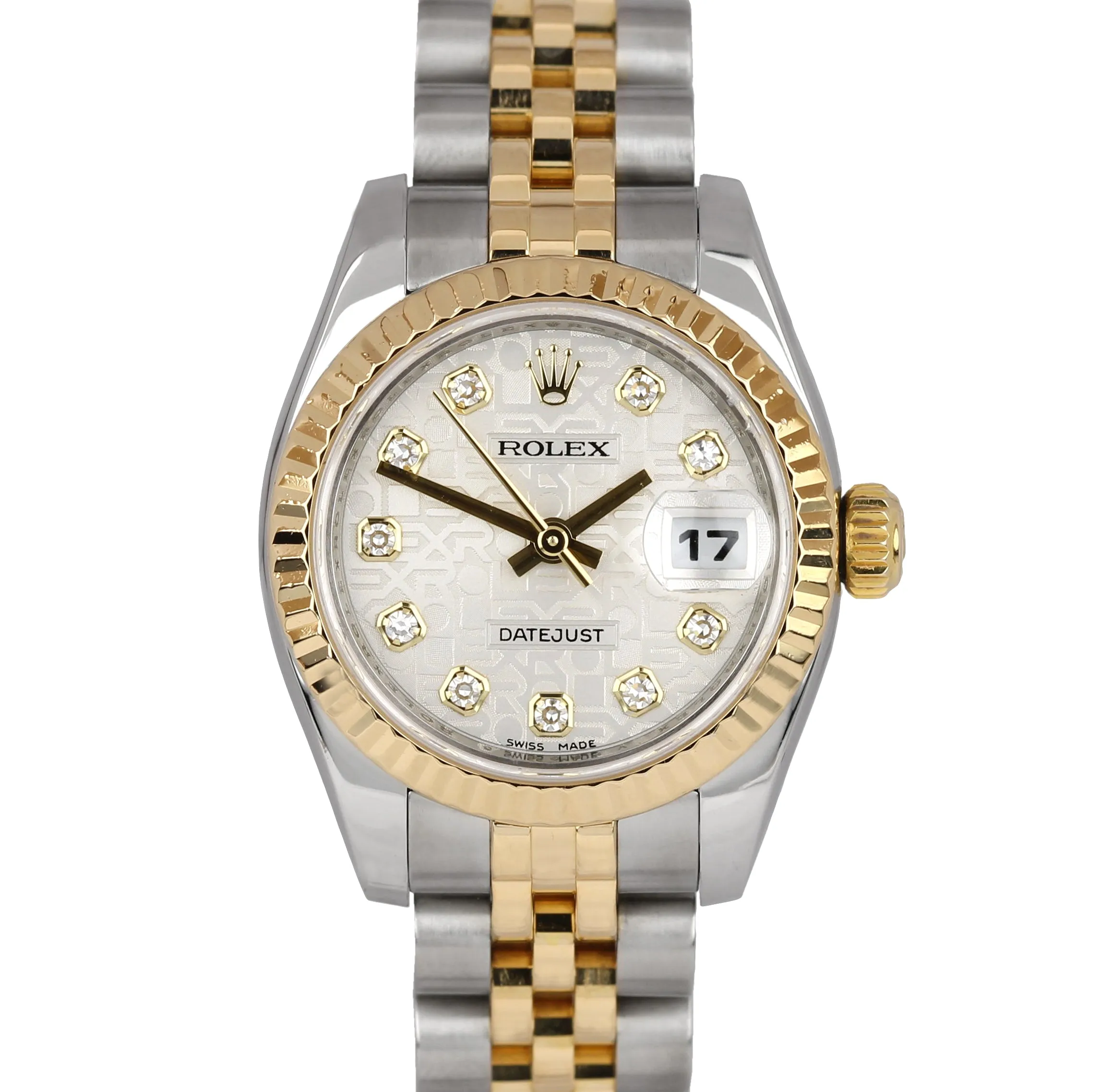 MINT Ladies Rolex DateJust Diamond Two-Tone Gold 26mm Jubilee Watch 179173 B P