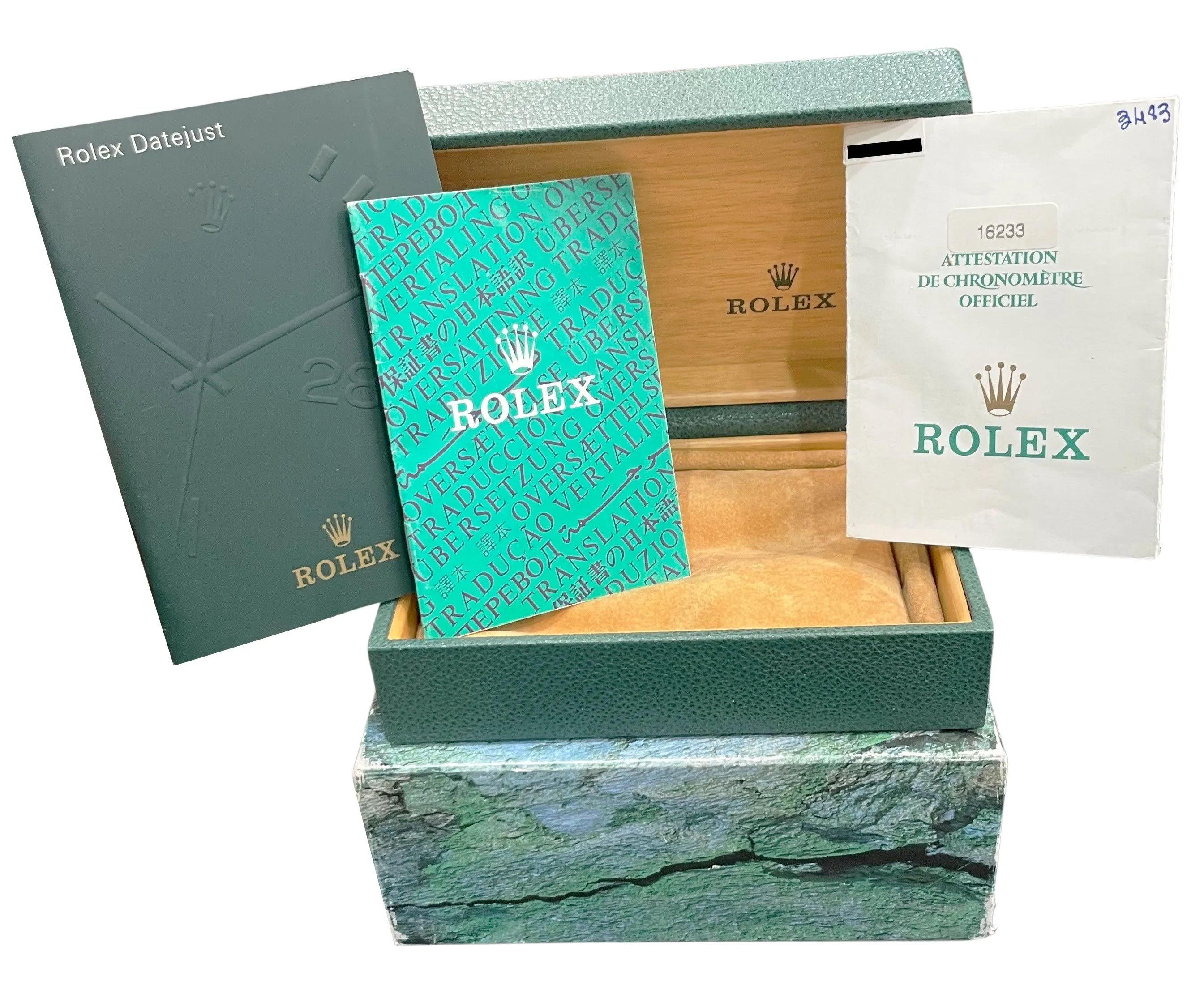 MINT PAPERS Rolex DateJust 36mm Champagne DIAMOND 16233 NO-HOLES 18K Watch BOX