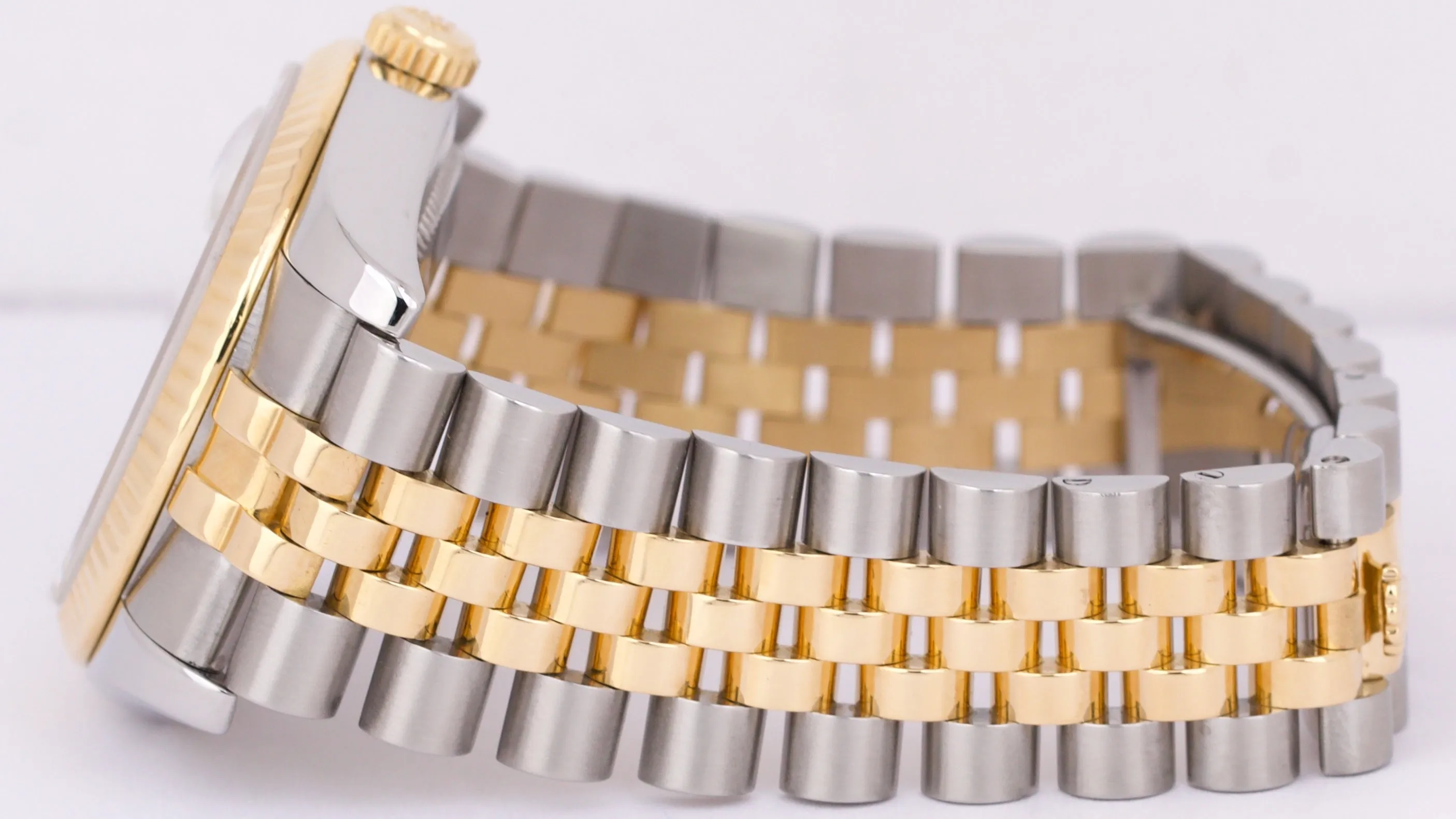 MINT Rolex DateJust 36mm WHITE ROMAN Fluted JUBILEE 18K Steel 116233 Watch