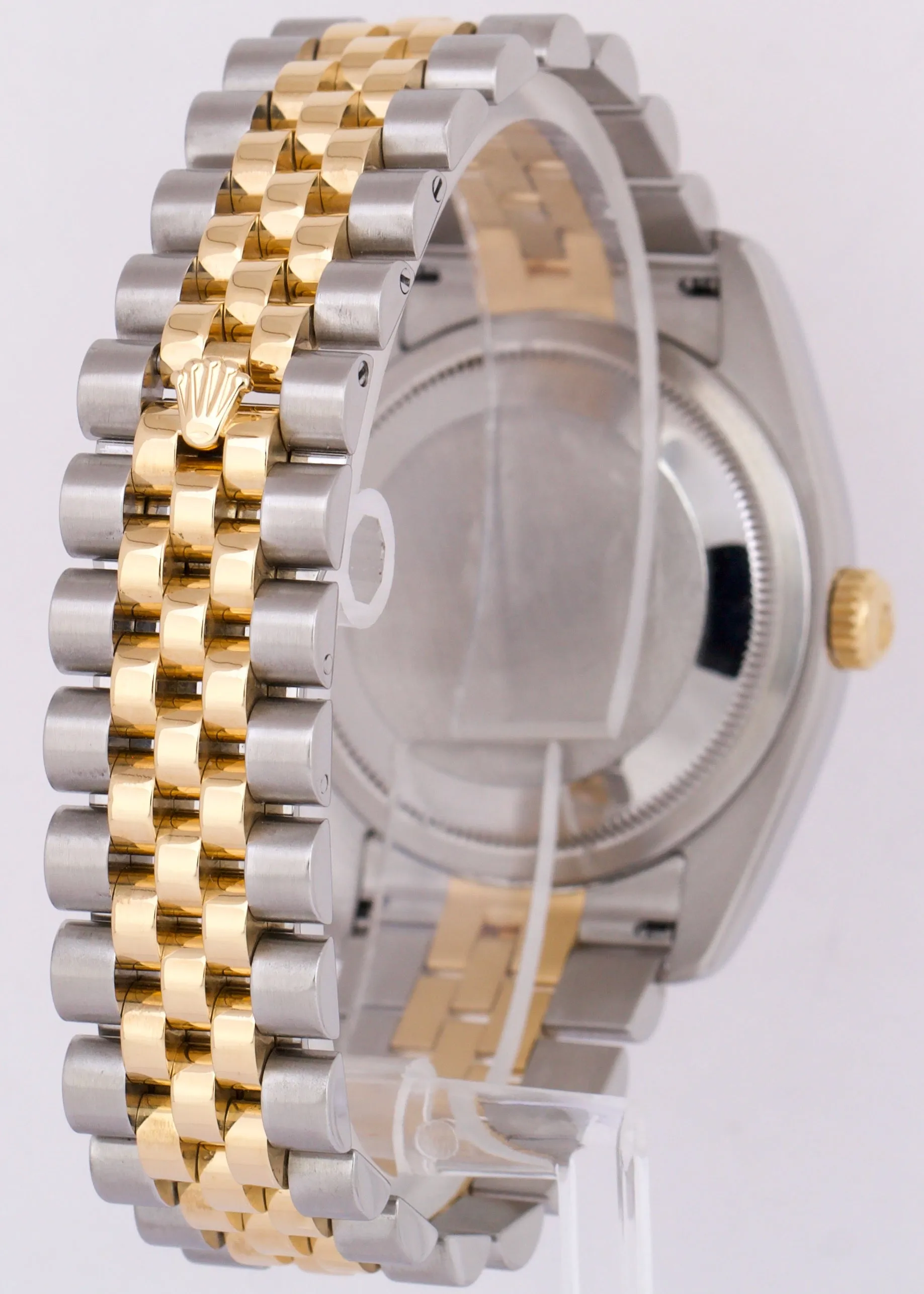 MINT Rolex DateJust 36mm WHITE ROMAN Fluted JUBILEE 18K Steel 116233 Watch
