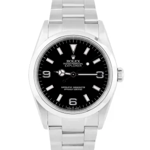 MINT Rolex Explorer I Black 36mm 3-6-9 Stainless Steel Oyster Watch 114270