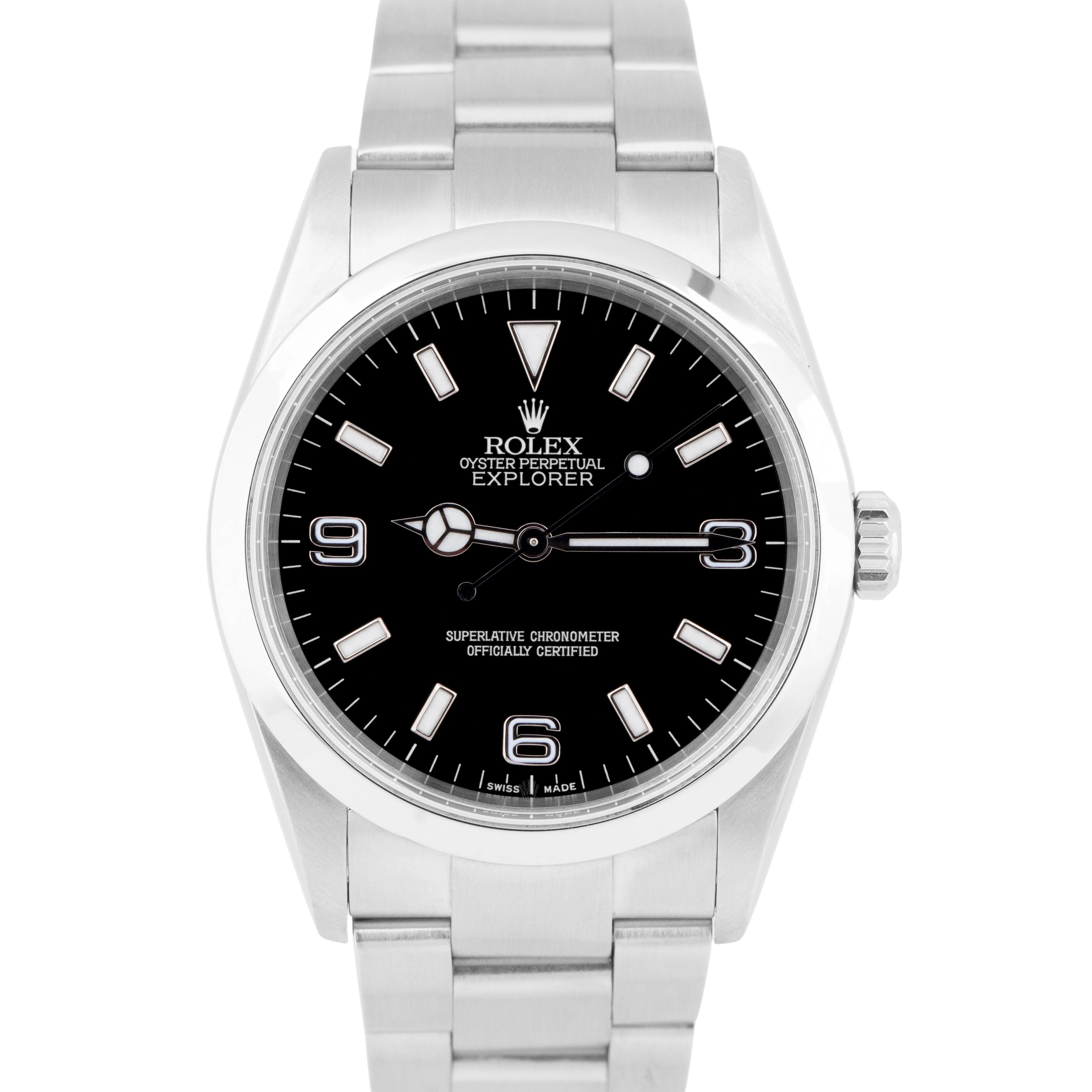 MINT Rolex Explorer I Black 36mm 3-6-9 Stainless Steel Oyster Watch 114270