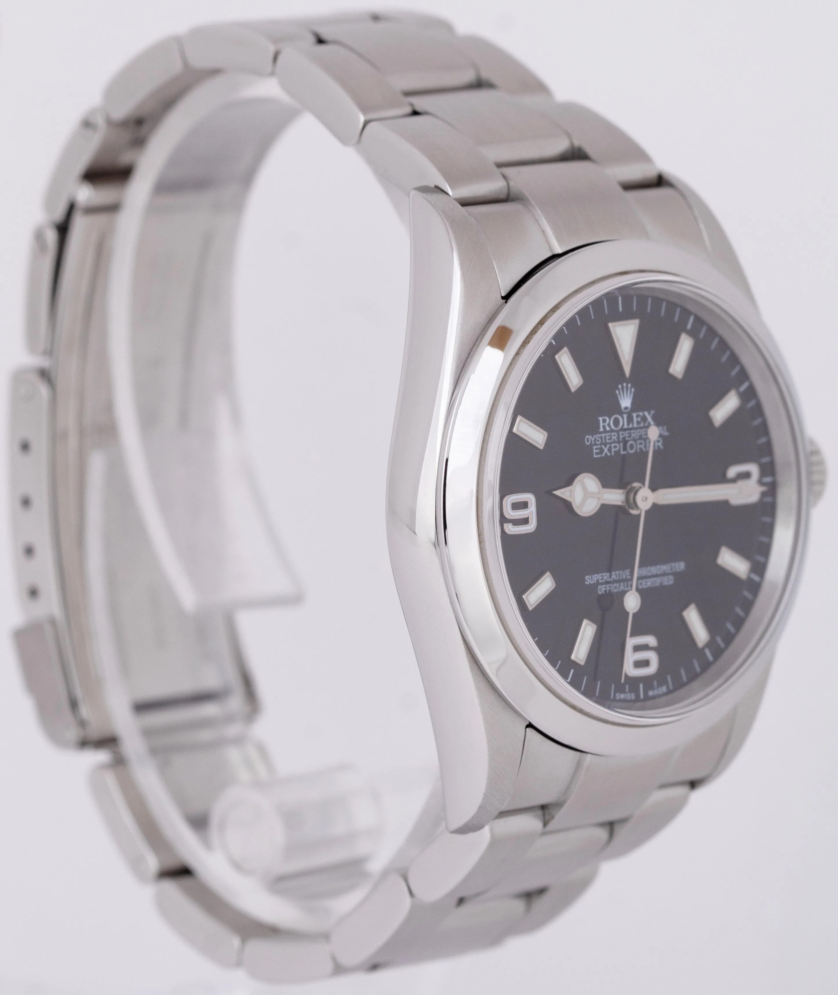 MINT Rolex Explorer I Black 36mm 3-6-9 Stainless Steel Oyster Watch 114270