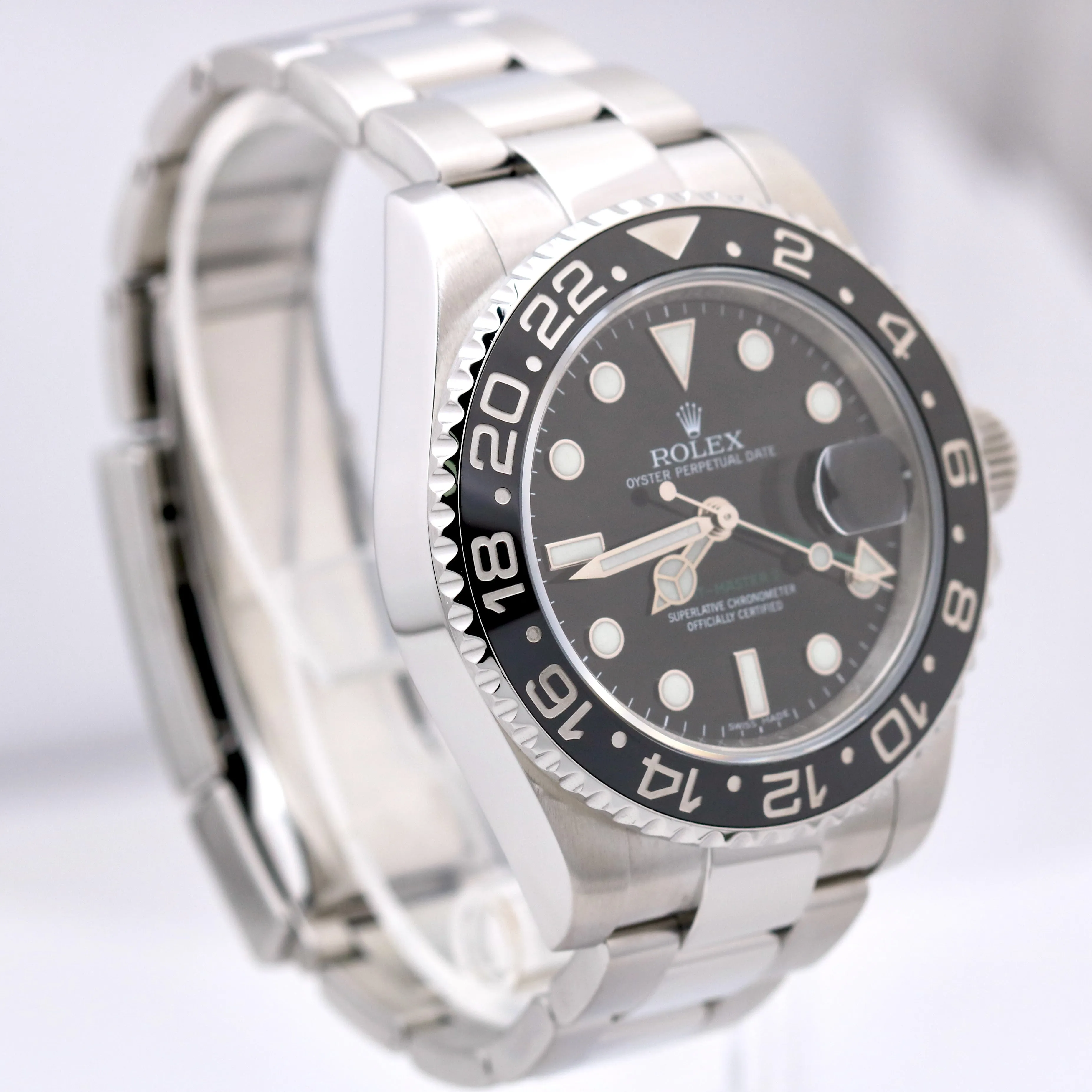 MINT Rolex GMT-Master II Black Stainless Steel 40mm Oyster Date 116710 LN Watch