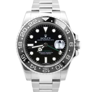 MINT Rolex GMT-Master II Black Stainless Steel 40mm Oyster Date 116710 LN Watch