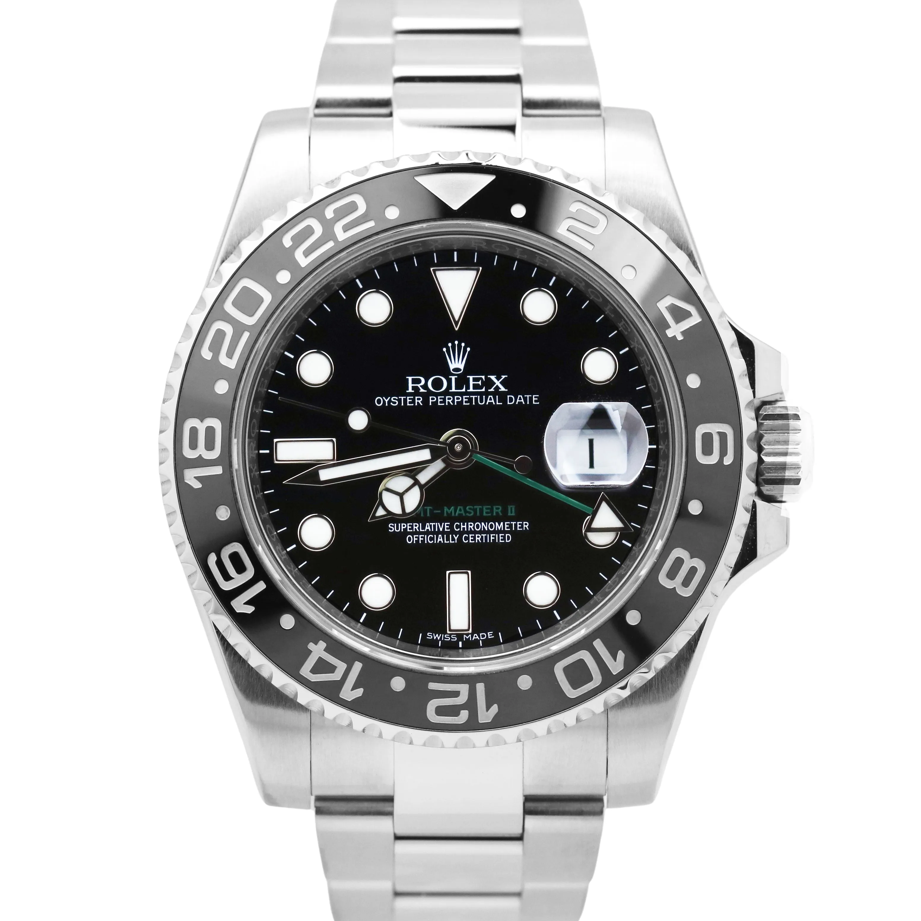 MINT Rolex GMT-Master II Black Stainless Steel 40mm Oyster Date 116710 LN Watch