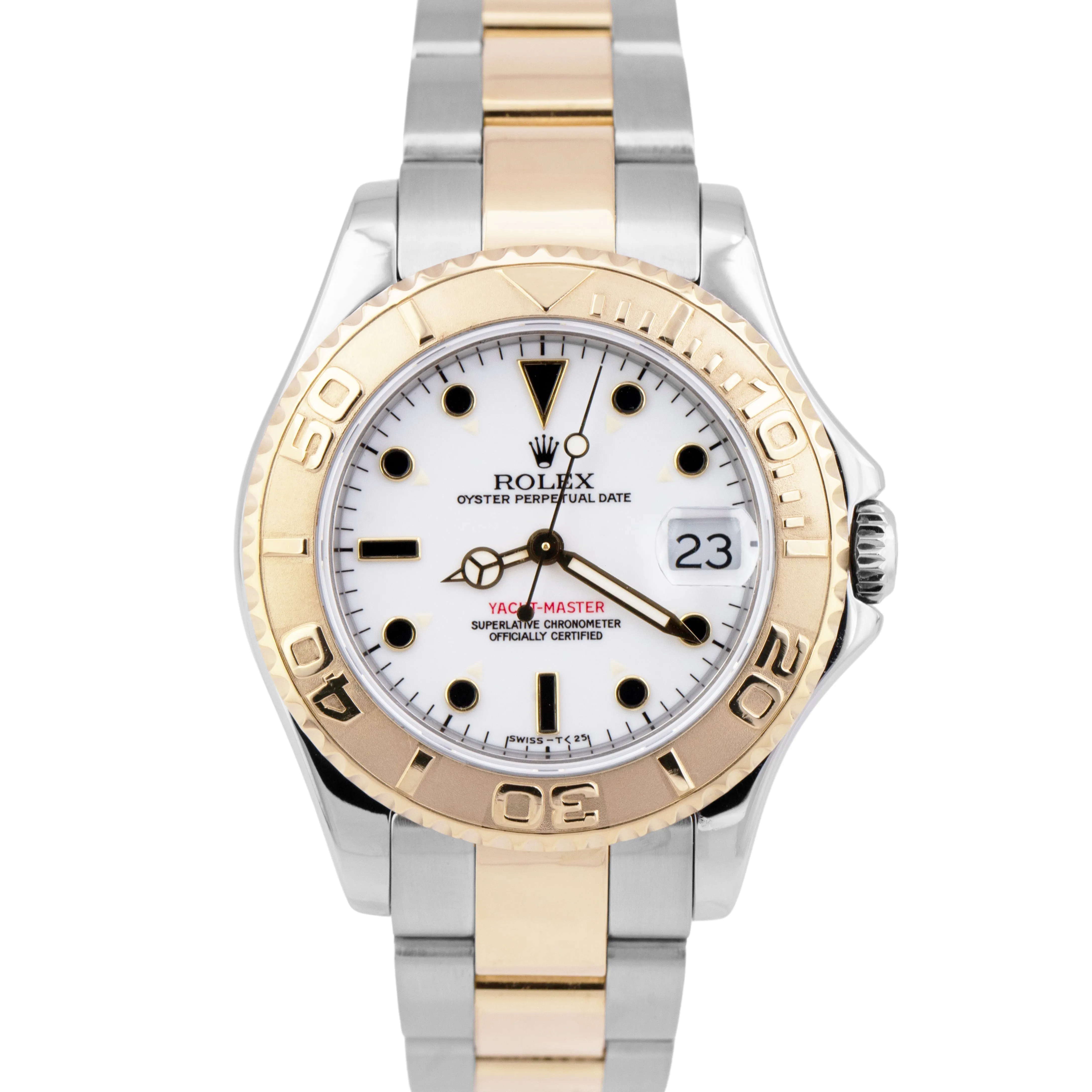 MINT Rolex Yacht-Master Two-Tone 35mm White Mid-Size 18K Stainless 68623 Watch