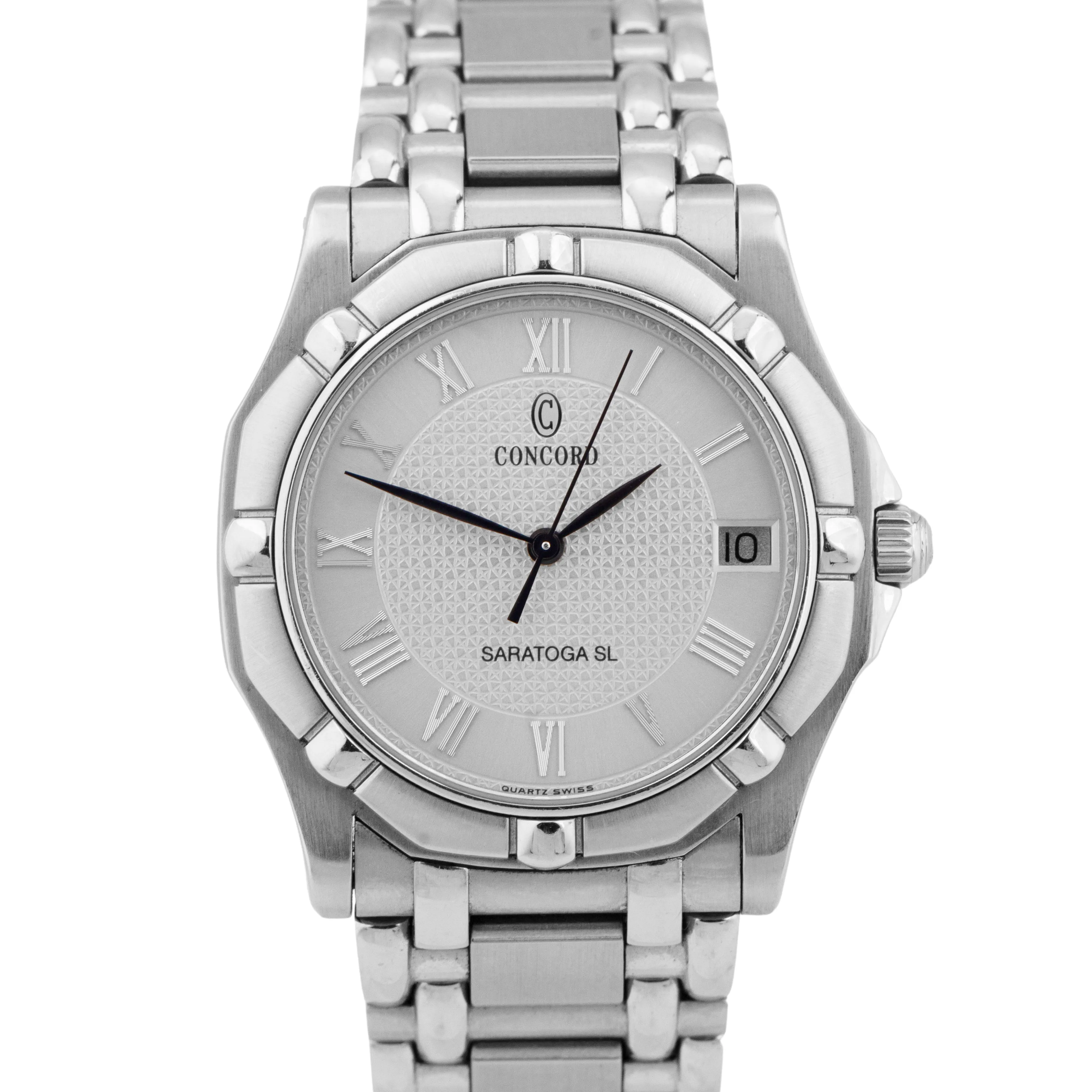 MINT Saratoga SL Stainless Steel Silver Quartz 34mm Date Watch 14-C2-230 BOX