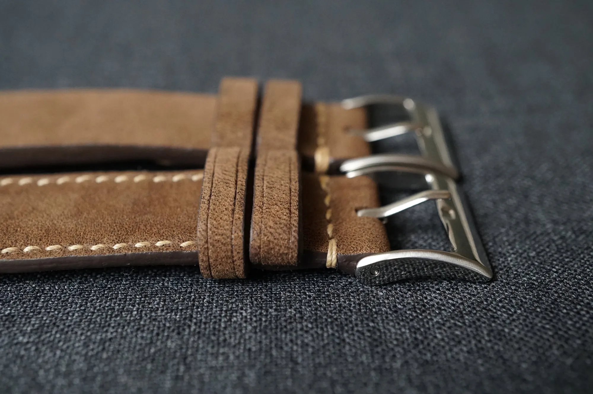MOCHA NUBUCK CUSTOM MADE STRAP - SIDE STITCHED