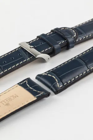 Morellato GUTTUSO Alligator-Embossed Leather Watch Strap in BLUE