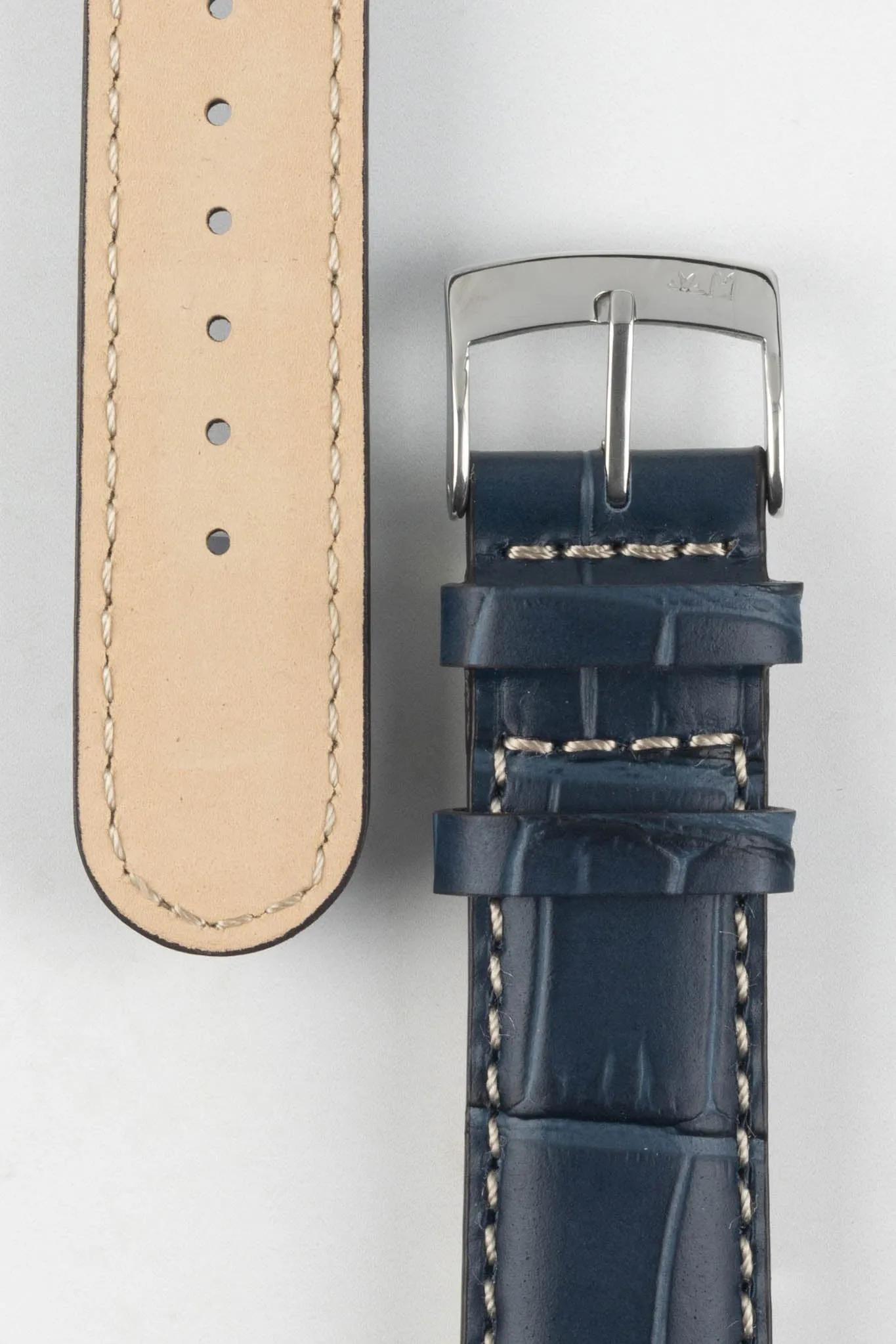 Morellato GUTTUSO Alligator-Embossed Leather Watch Strap in BLUE