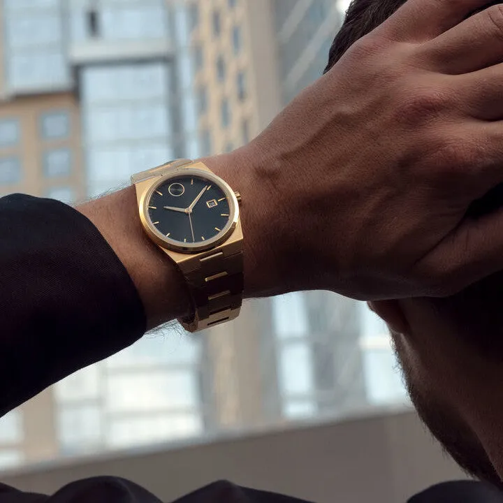 Movado Bold Quest Mens Gold Tone Black Dial Watch
