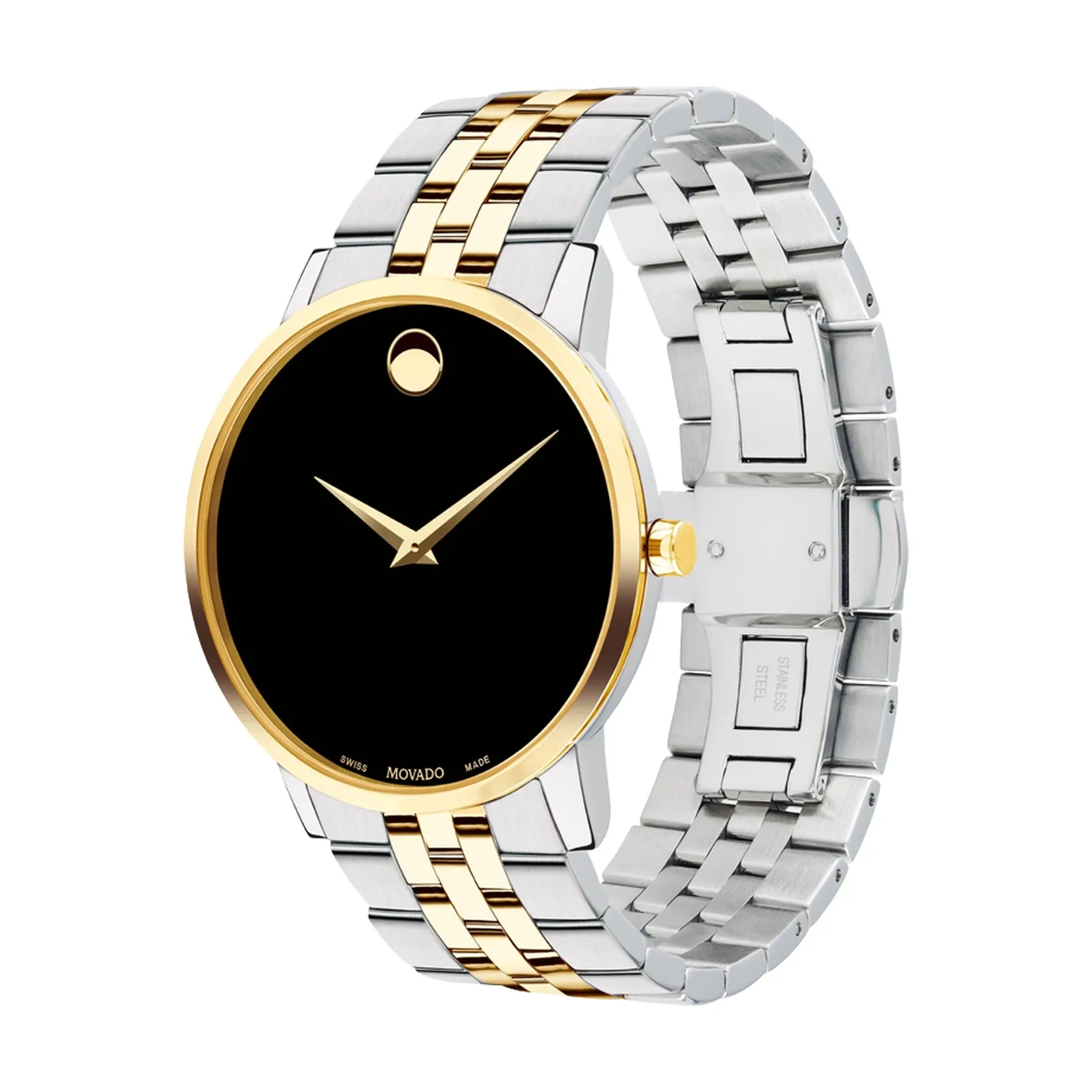 Movado Museum Classic Mens Two Tone Black Dial Watch