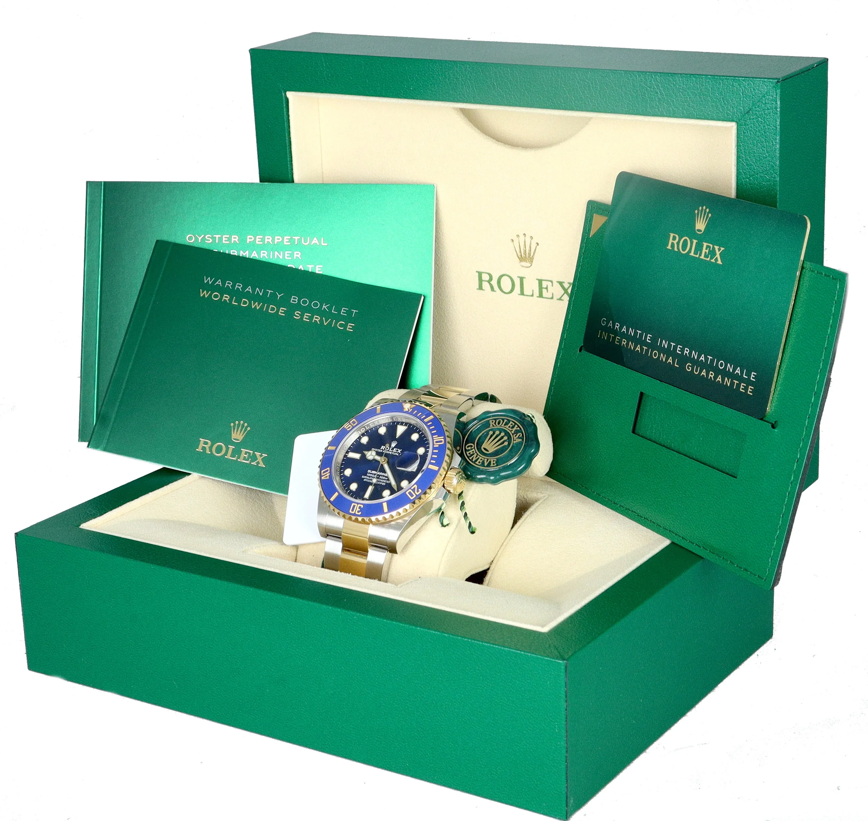 NEW 2020 Rolex Submariner Blue Sunburst Ceramic 126613 LB Two-Tone Gold Watch