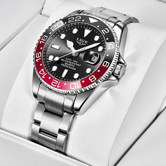 New LIGE Mens Waterproof Quartz Wrist Watch