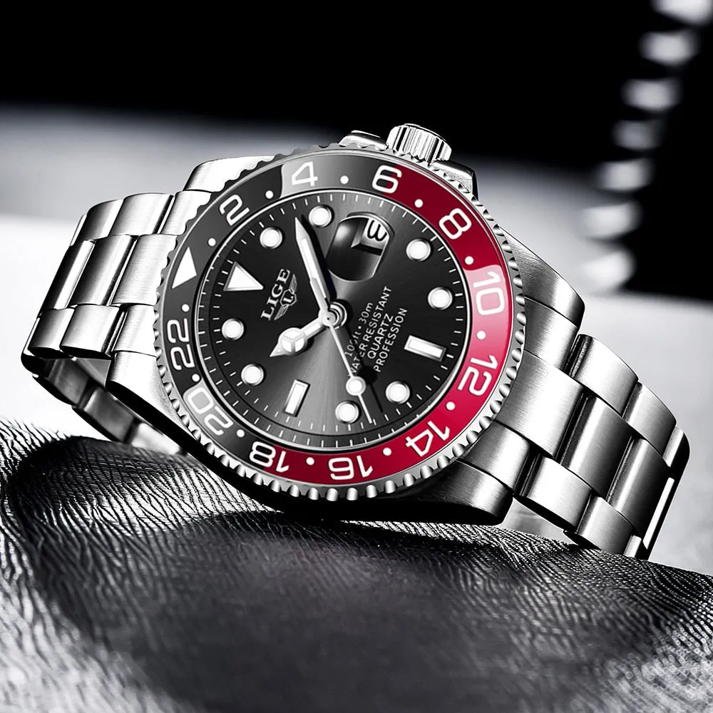 New LIGE Mens Waterproof Quartz Wrist Watch