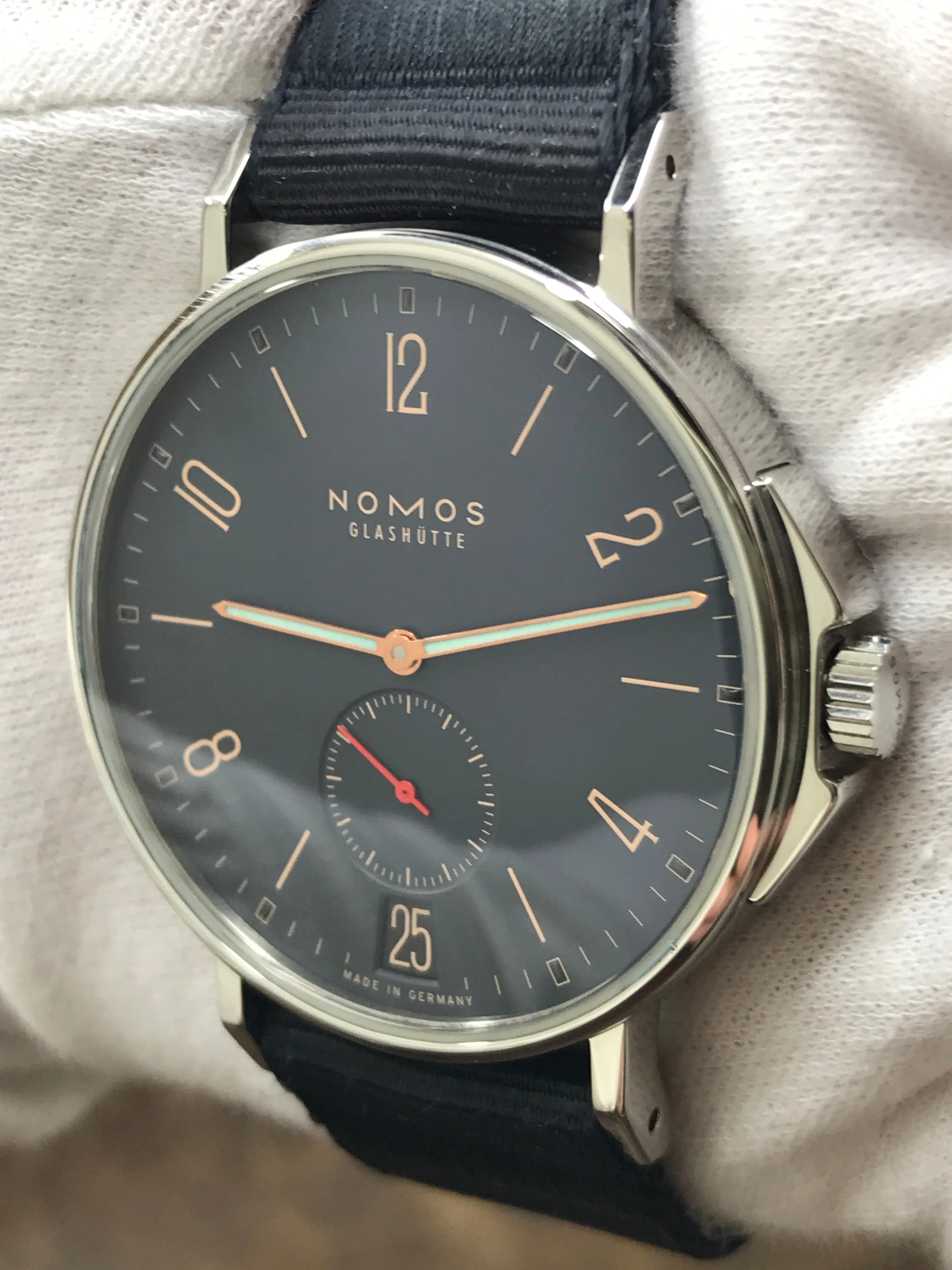 Nomos Ahoi Atlantik Datum 553 Navy Blue Dial Automatic Men's Watch