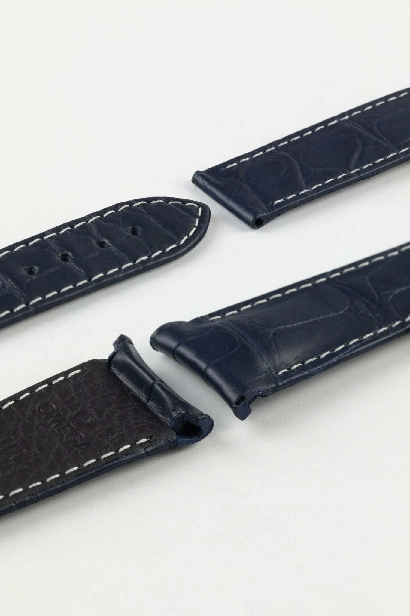 OMEGA CUZ005171 Speedmaster Moonphase 21mm Genuine Alligator Deployment Watch Strap in BLUE