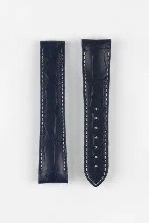 OMEGA CUZ005171 Speedmaster Moonphase 21mm Genuine Alligator Deployment Watch Strap in BLUE