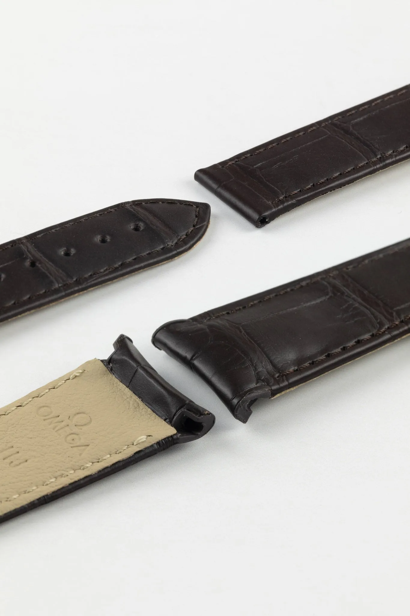 OMEGA CUZ005650 Speedmaster Moonphase 21mm Genuine Alligator Deployment Watch Strap in BROWN