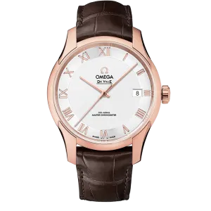 Omega De Ville Hour Vision 41 mm, Sedna™ gold on leather strap