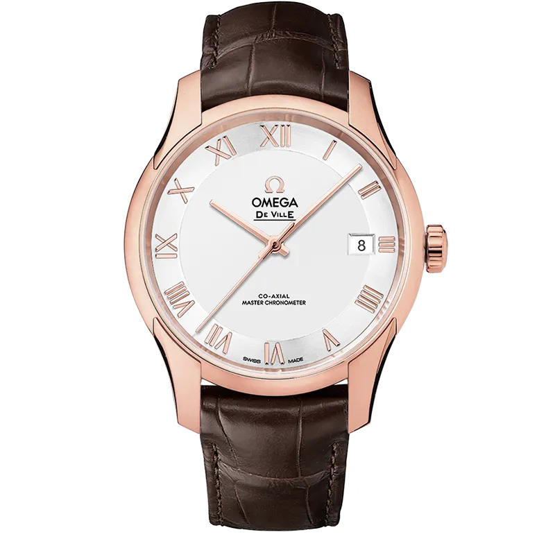 Omega De Ville Hour Vision 41 mm, Sedna™ gold on leather strap