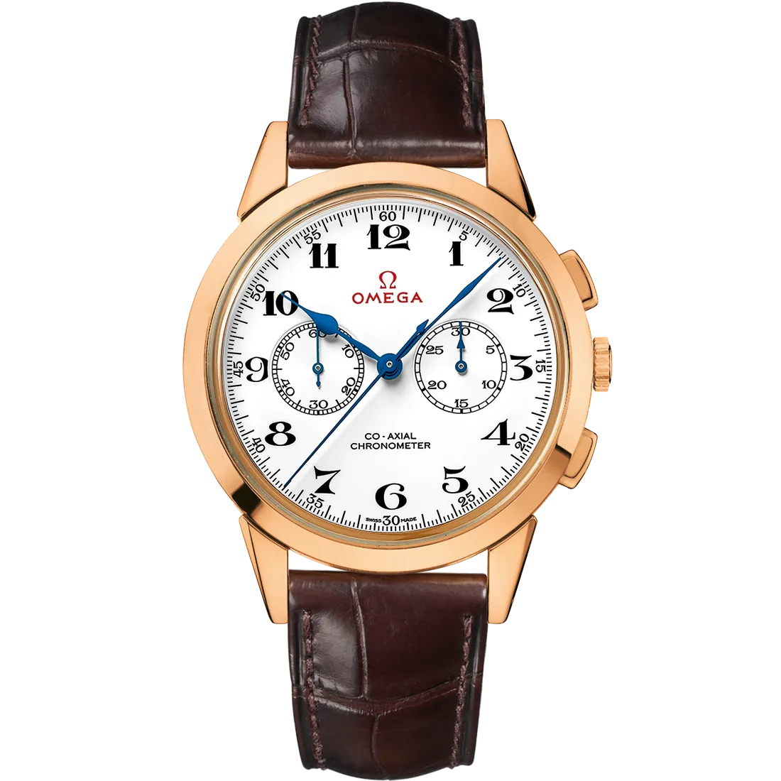 Omega Specialities 39 mm, pink gold on leather strap