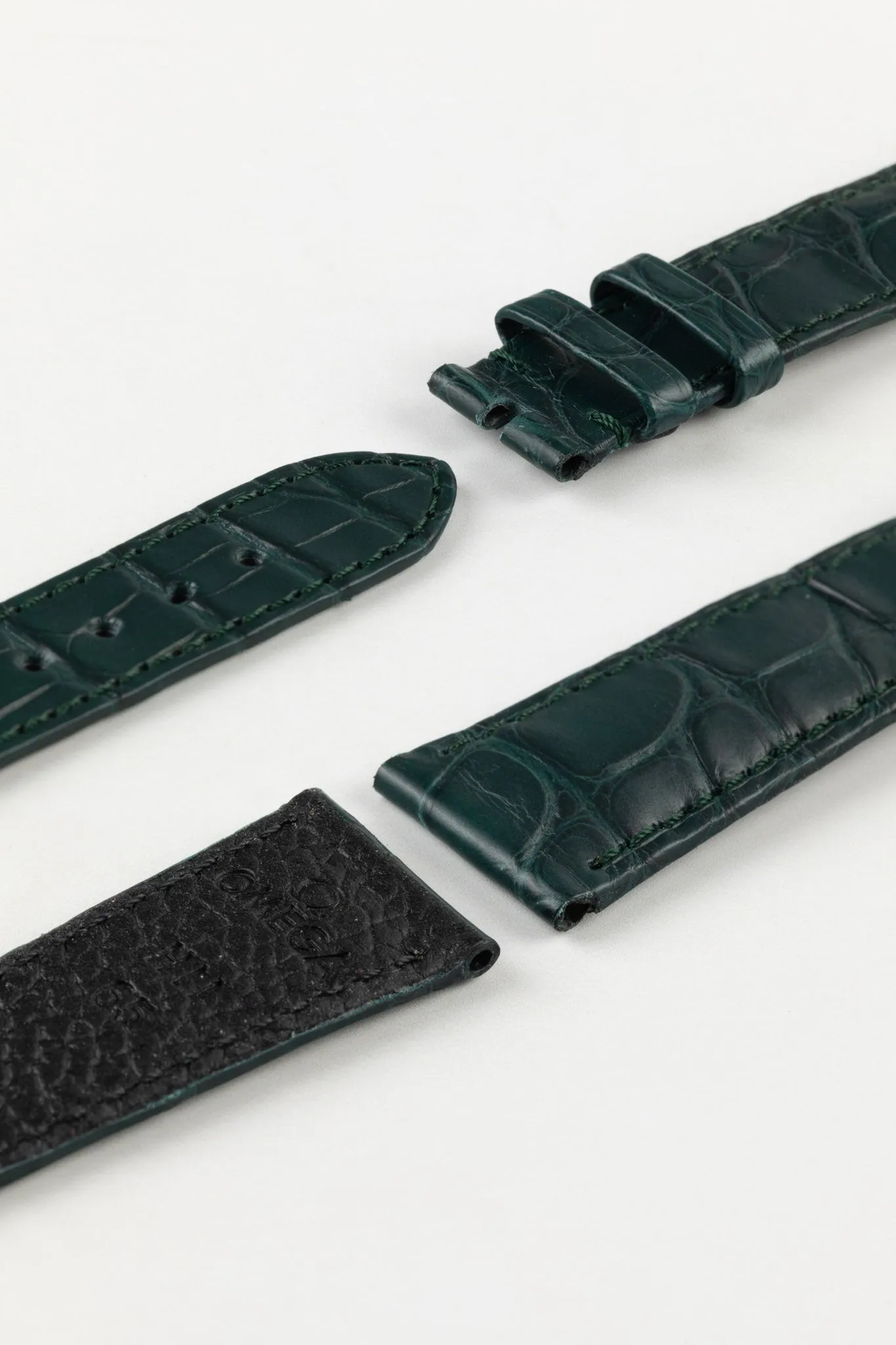 OMEGA Z016848 Genuine Alligator Low Profile 19mm Strap - GREEN
