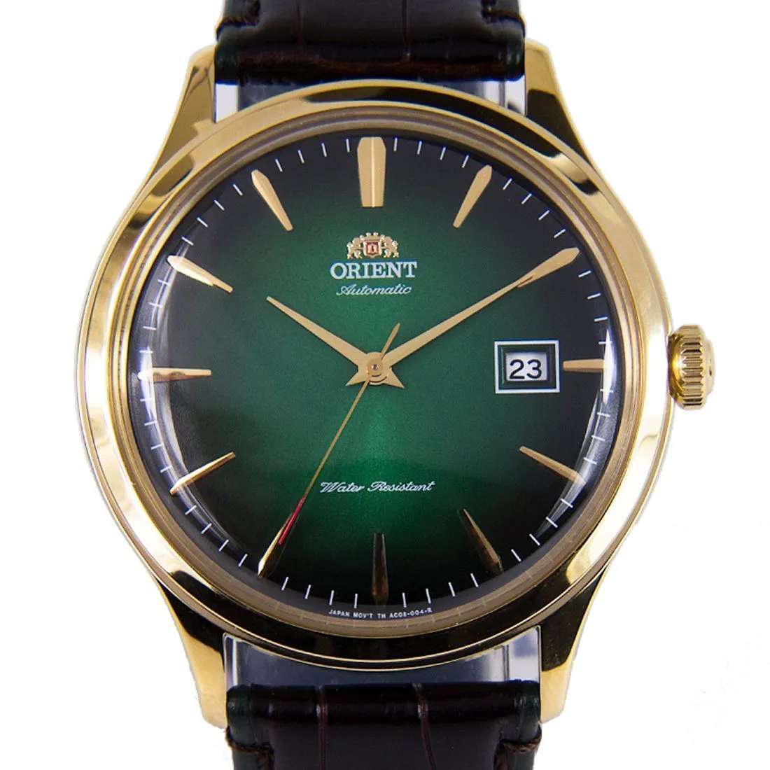 Orient Bambino Mechanical FAC08002F0 AC08002F Green Dial Leather Mens Watch