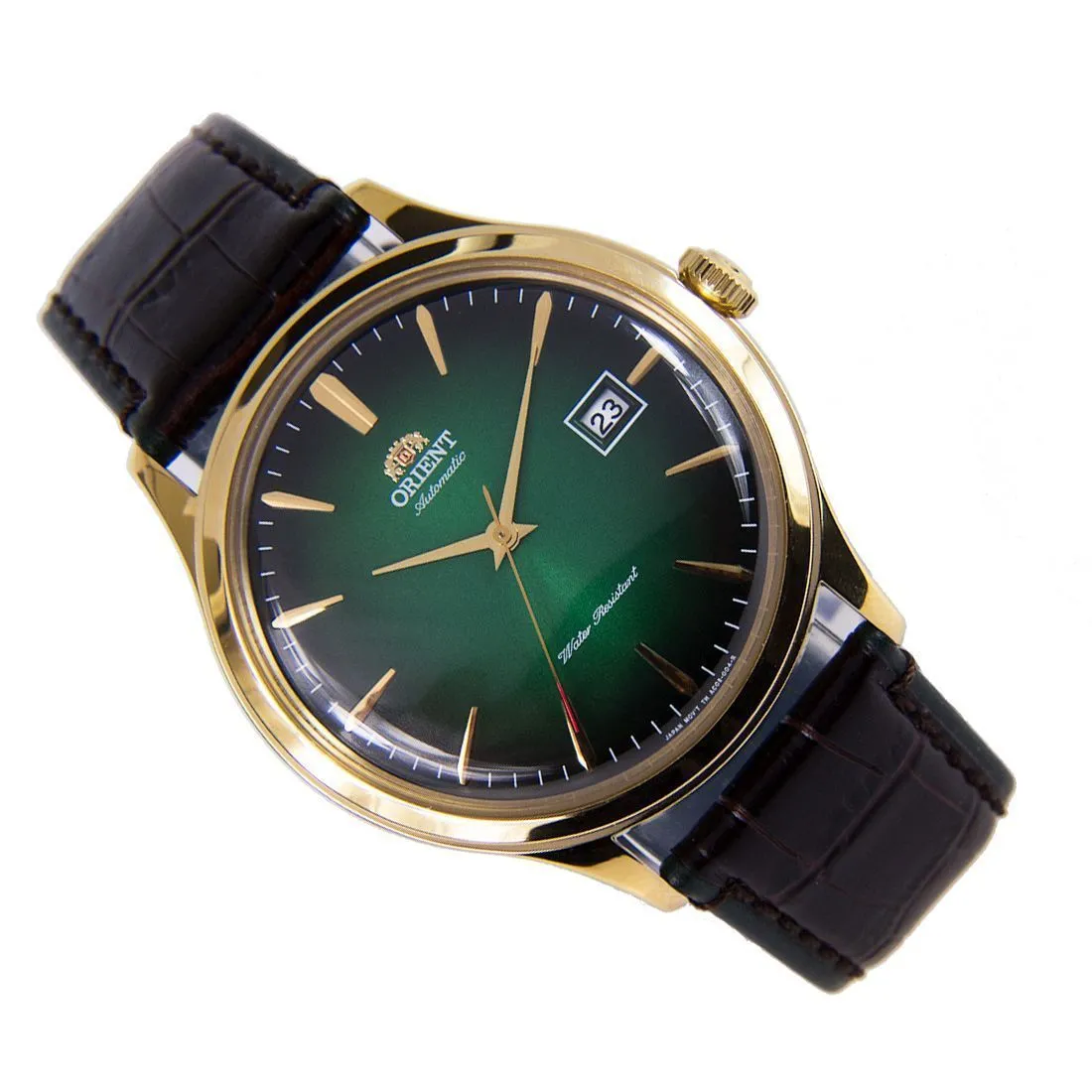 Orient Bambino Mechanical FAC08002F0 AC08002F Green Dial Leather Mens Watch
