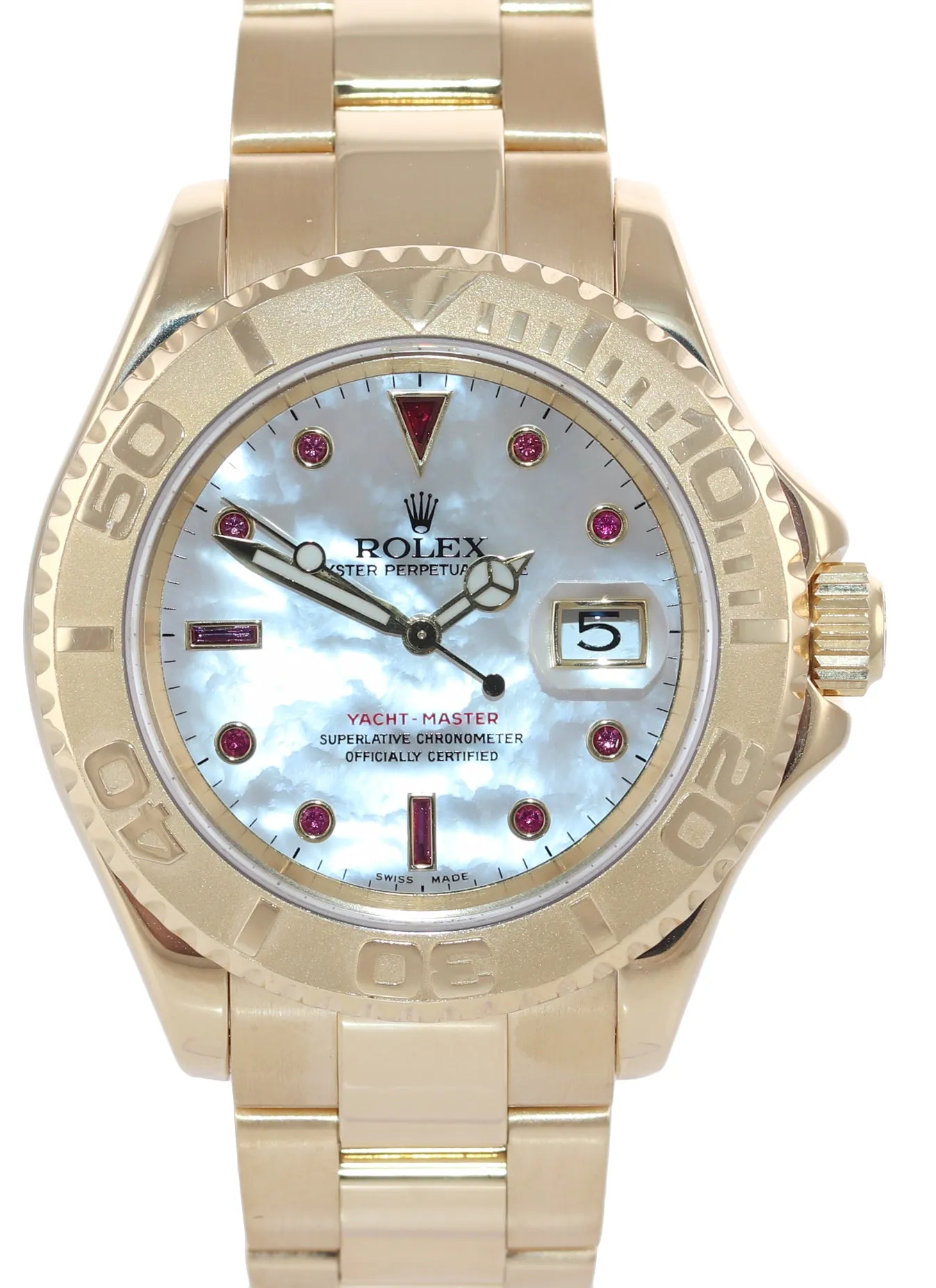 ORIGINAL MOP RUBY Rolex Yacht-Master 18k Yellow Gold 16628 40mm Watch Box