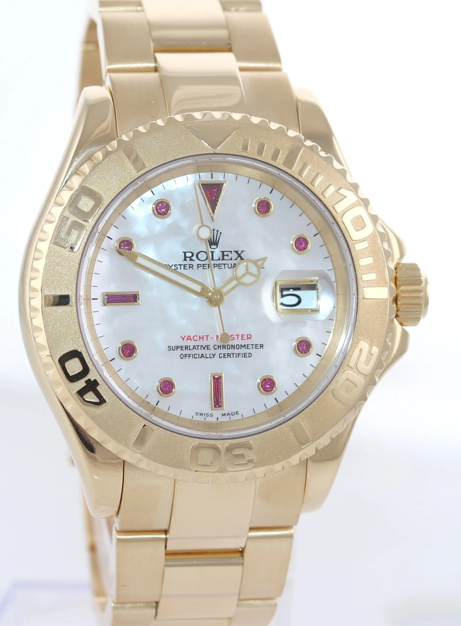 ORIGINAL MOP RUBY Rolex Yacht-Master 18k Yellow Gold 16628 40mm Watch Box