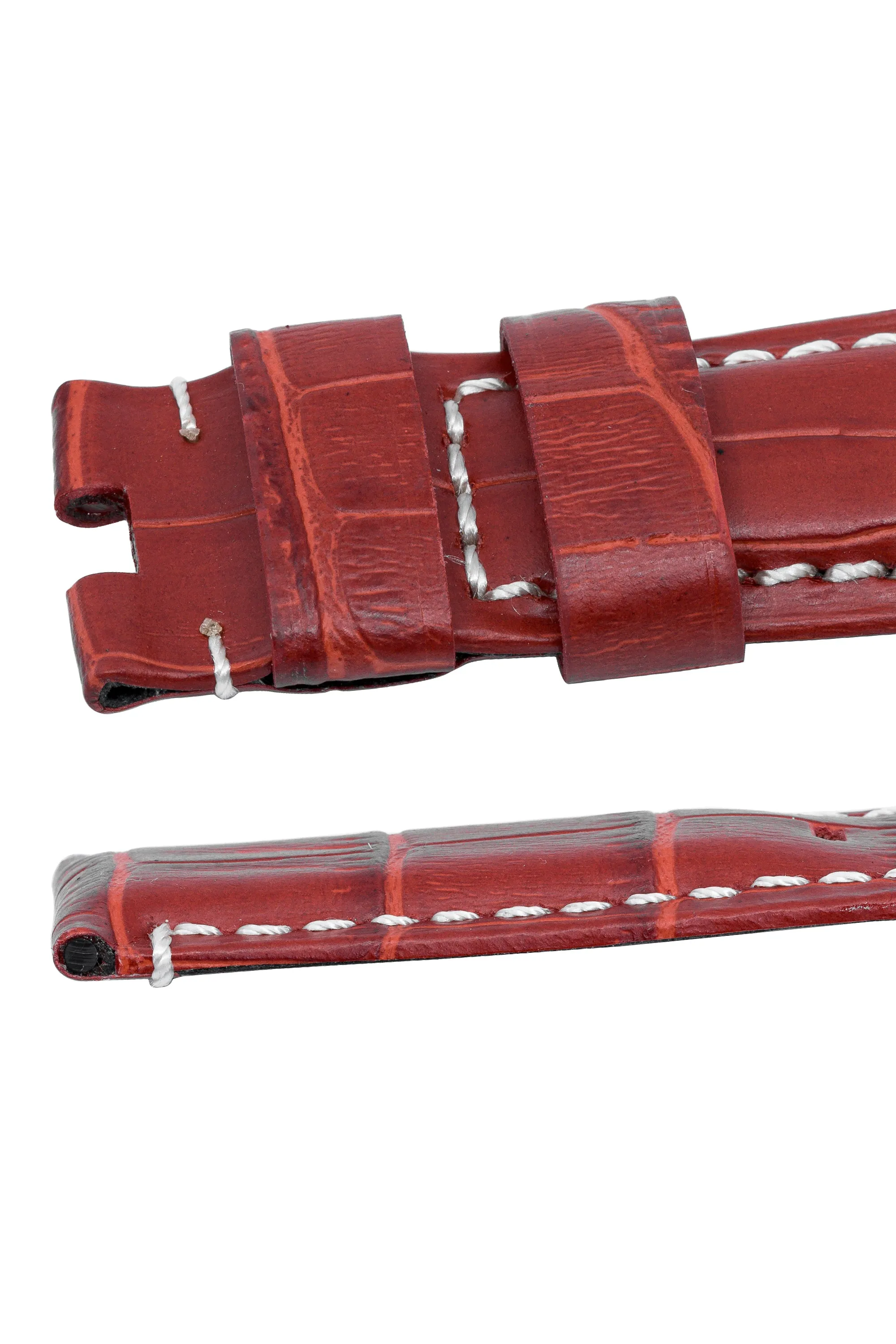 Panerai-Style Alligator-Embossed Deployment Watch Strap in RED