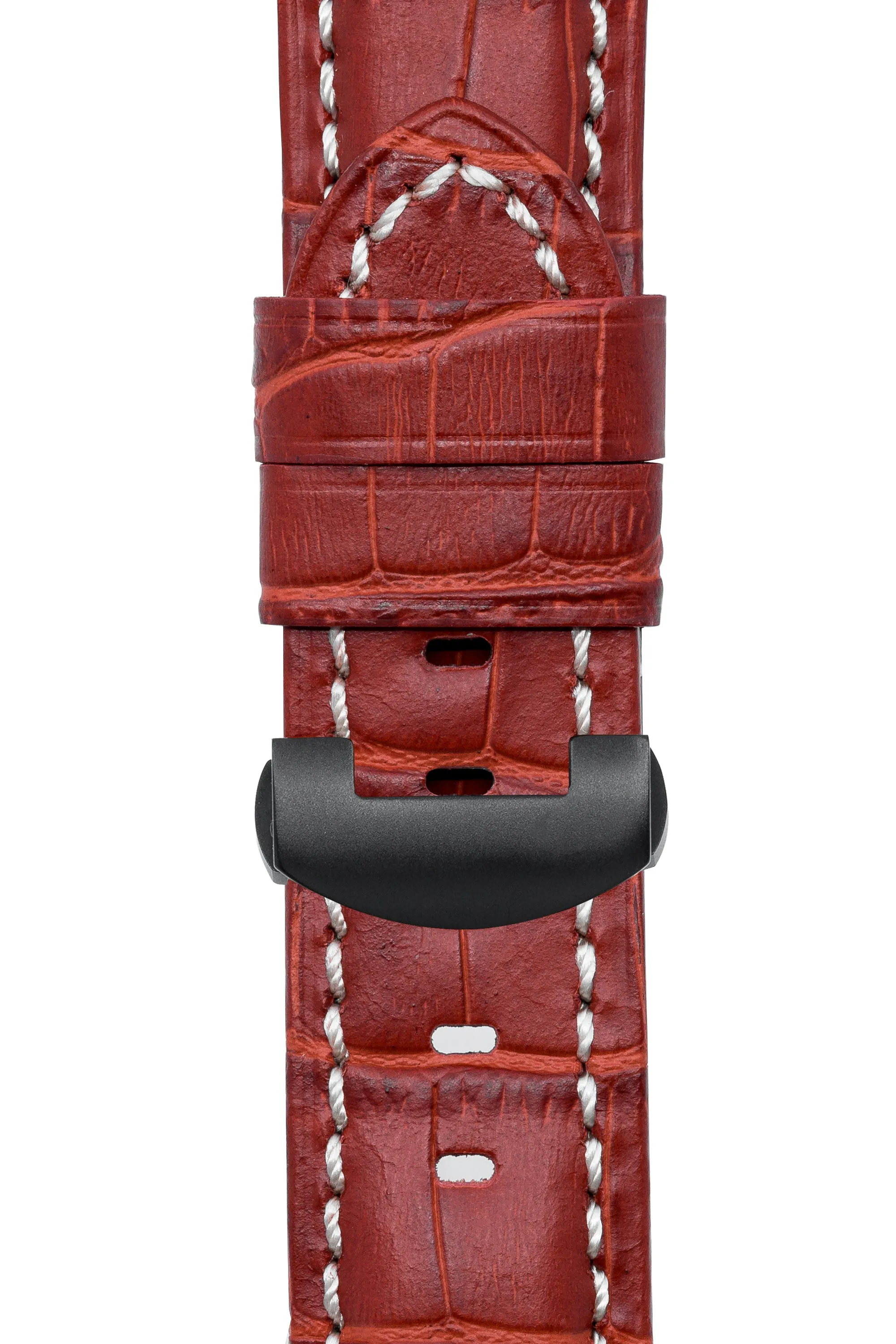 Panerai-Style Alligator-Embossed Deployment Watch Strap in RED