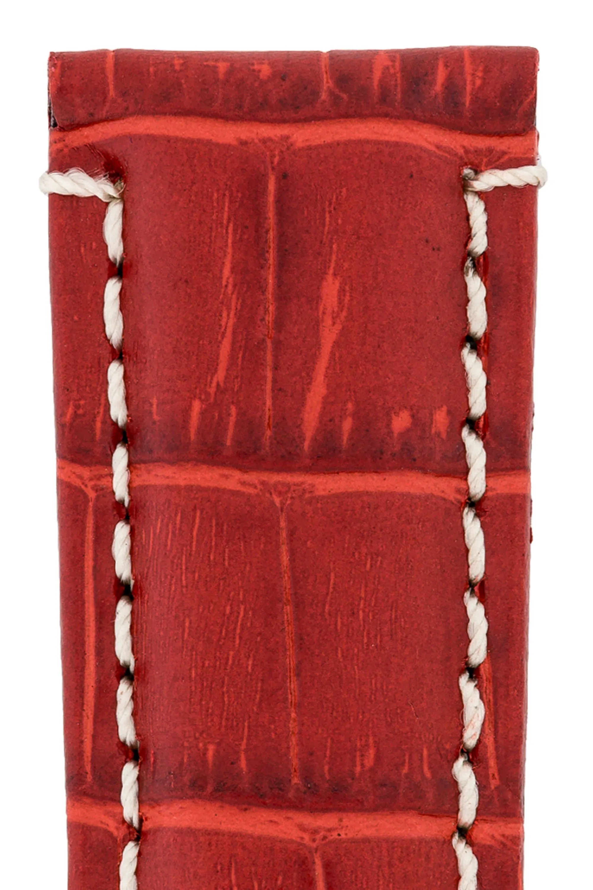 Panerai-Style Alligator-Embossed Deployment Watch Strap in RED