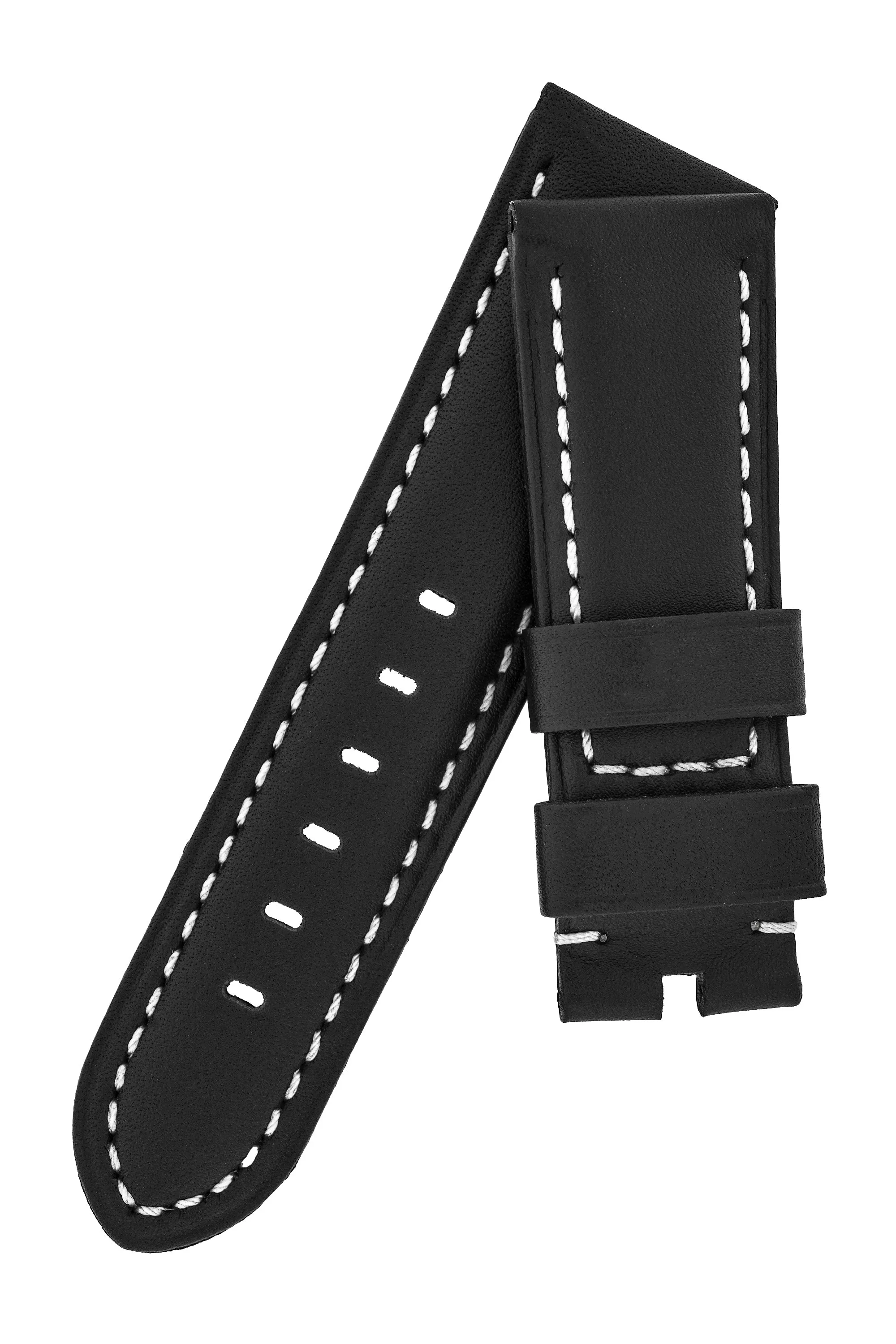 Panerai-Style Calf Leather Watch Strap in BLACK