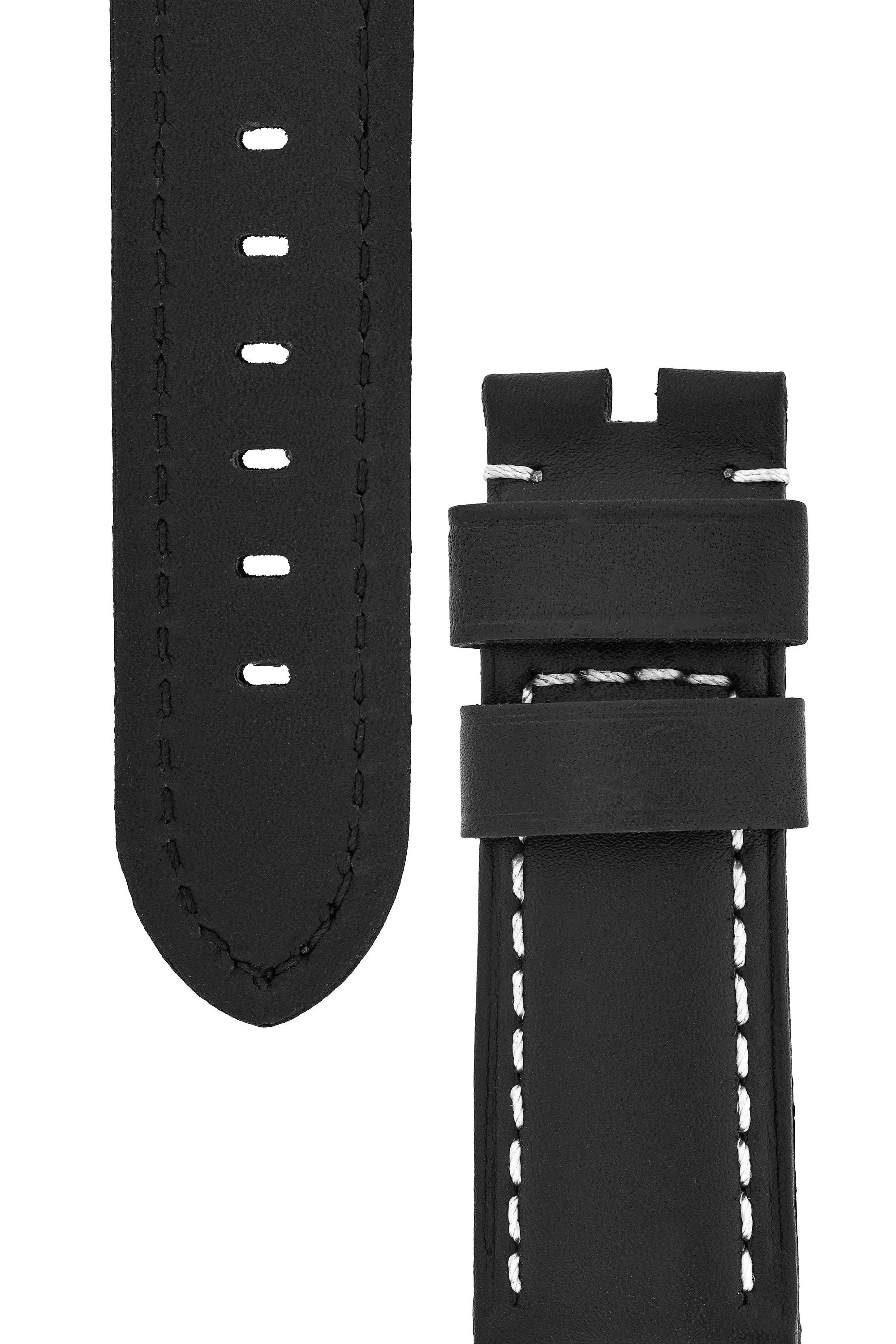 Panerai-Style Calf Leather Watch Strap in BLACK