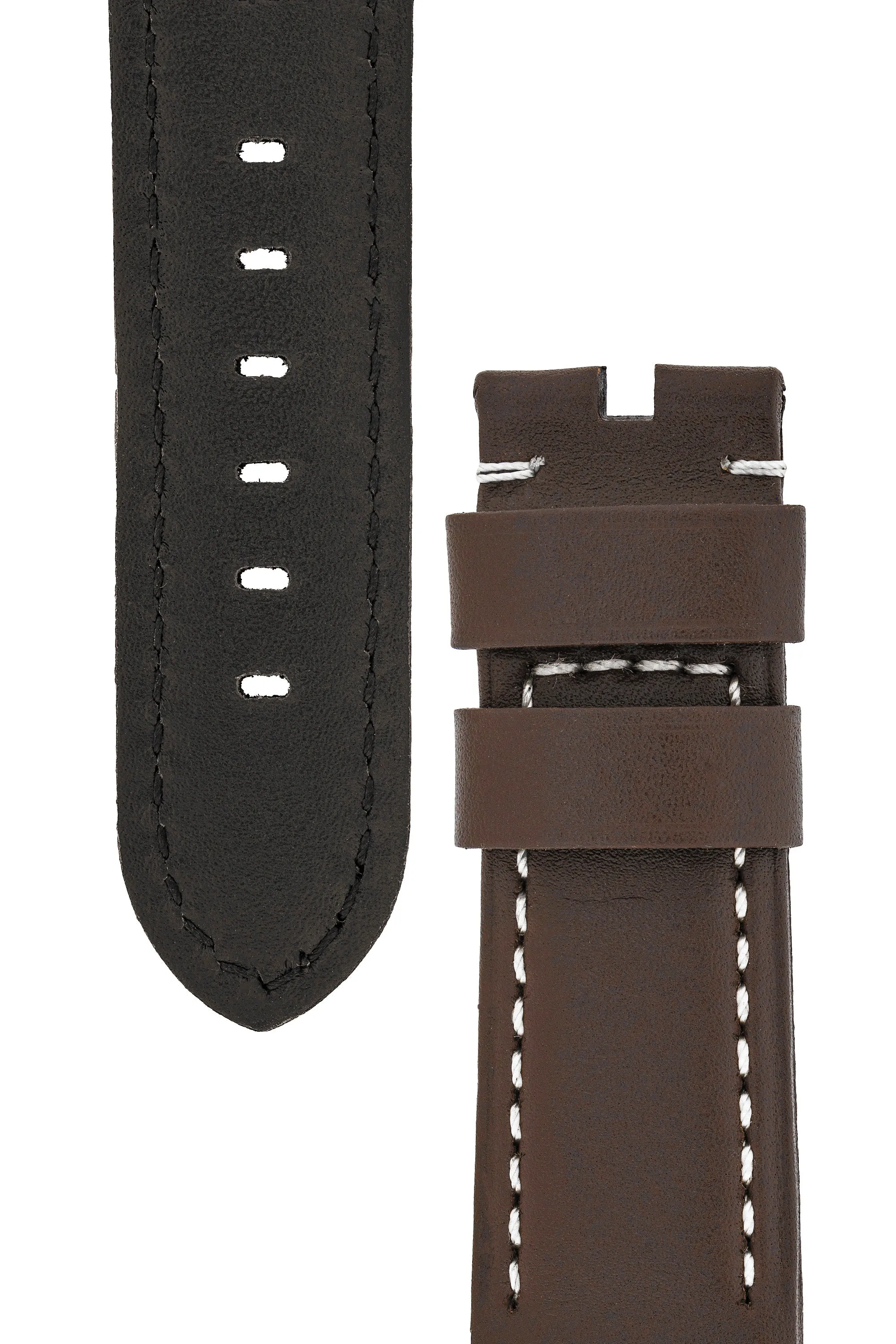Panerai-Style Calf Leather Watch Strap in CHOCOLATE BROWN