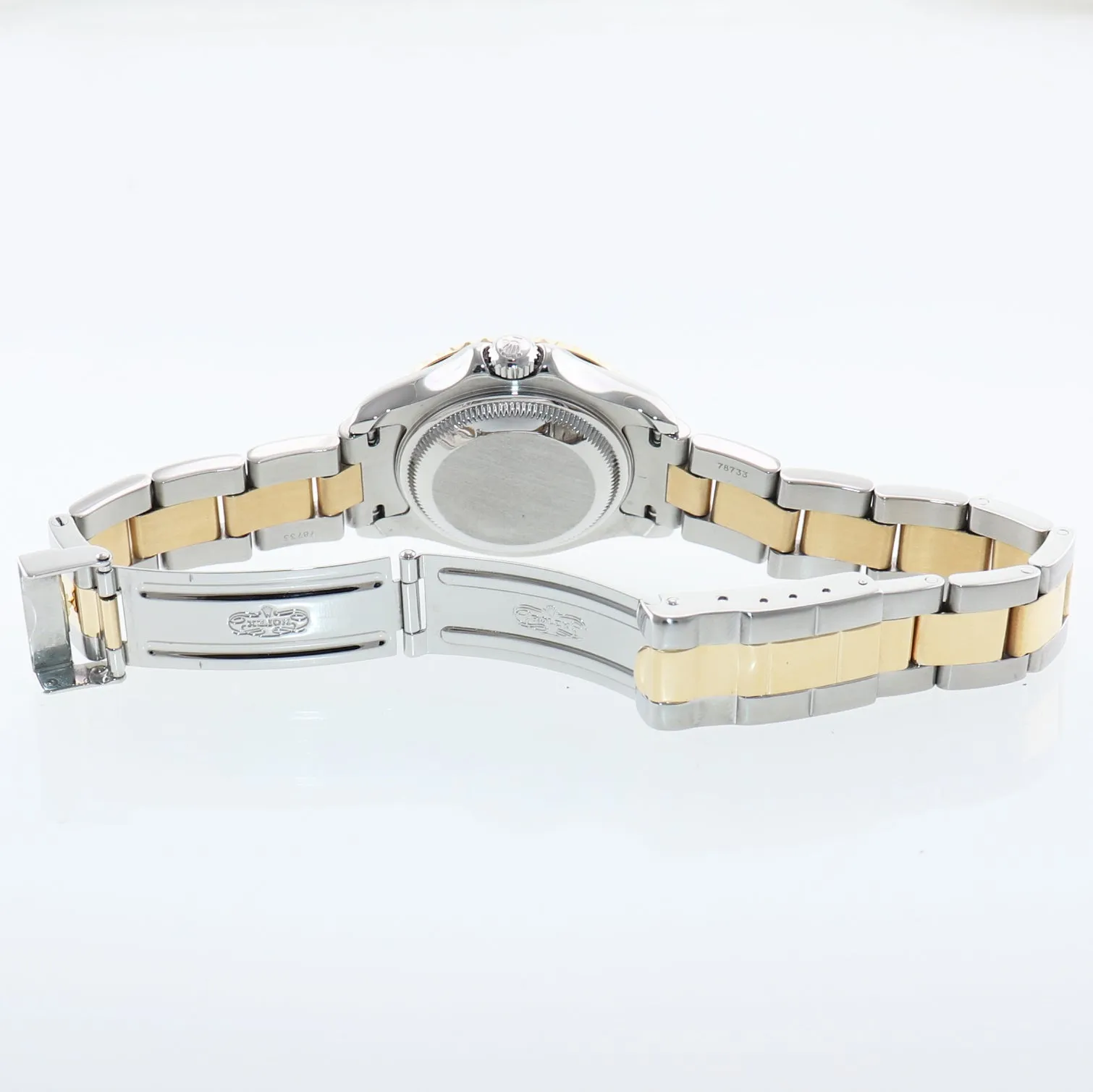 PAPERS Ladies Rolex Yacht-Master White Sapphire 69623 Two Tone Yellow Gold Watch