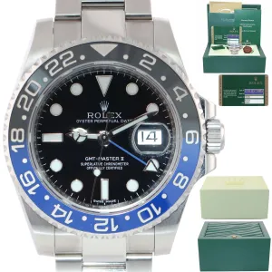 PAPERS MINT Rolex GMT Master II Blue 116710 BLNR Steel Ceramic Batman Watch Box