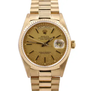 PAPERS Rolex Day-Date President CHAMPAGNE JUBILEE DIAL 36mm 18K Gold 18038 B P