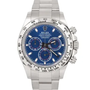 PAPERS Rolex Daytona Cosmograph Blue 18K White Gold Oyster Watch 116509 B P