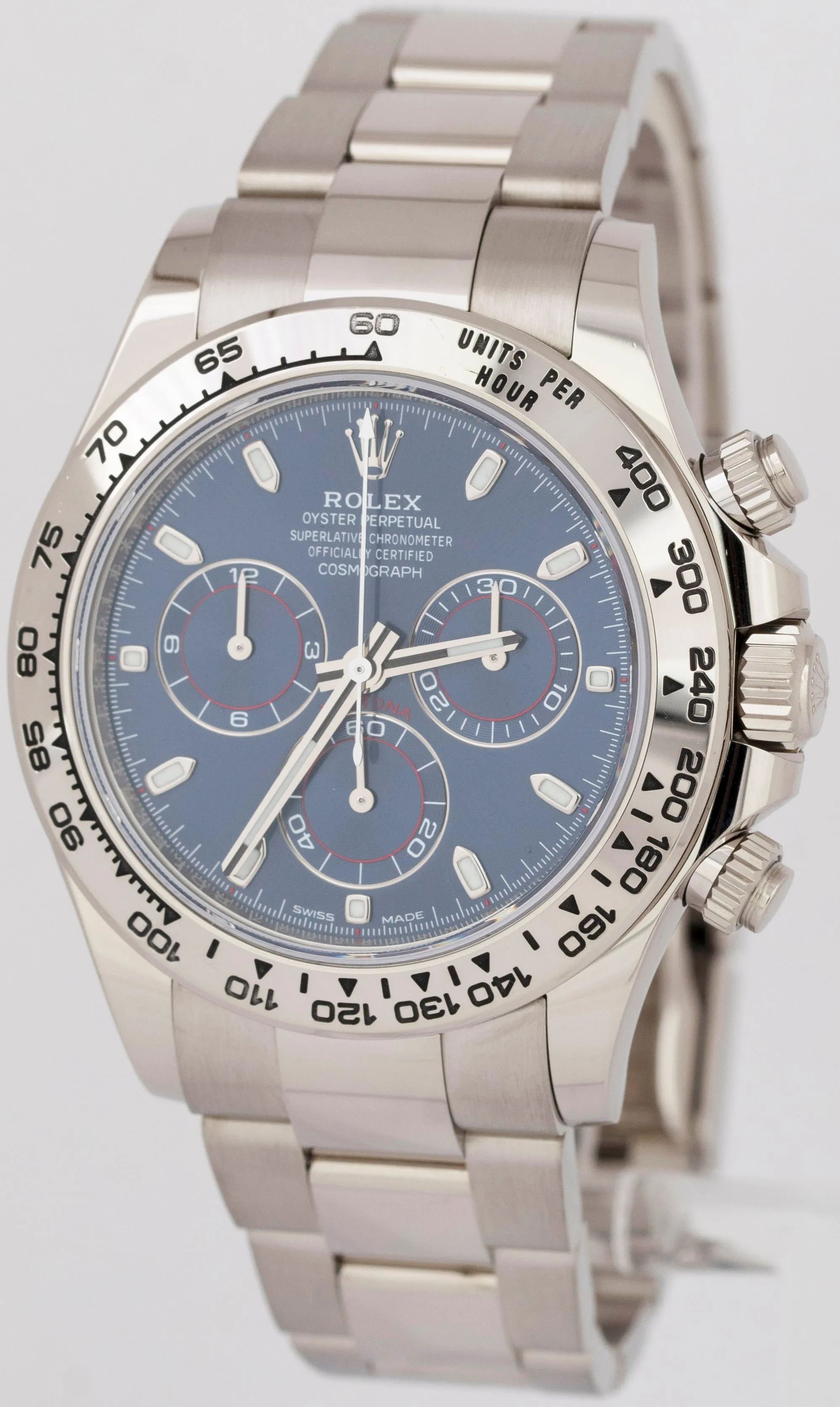 PAPERS Rolex Daytona Cosmograph Blue 18K White Gold Oyster Watch 116509 B P