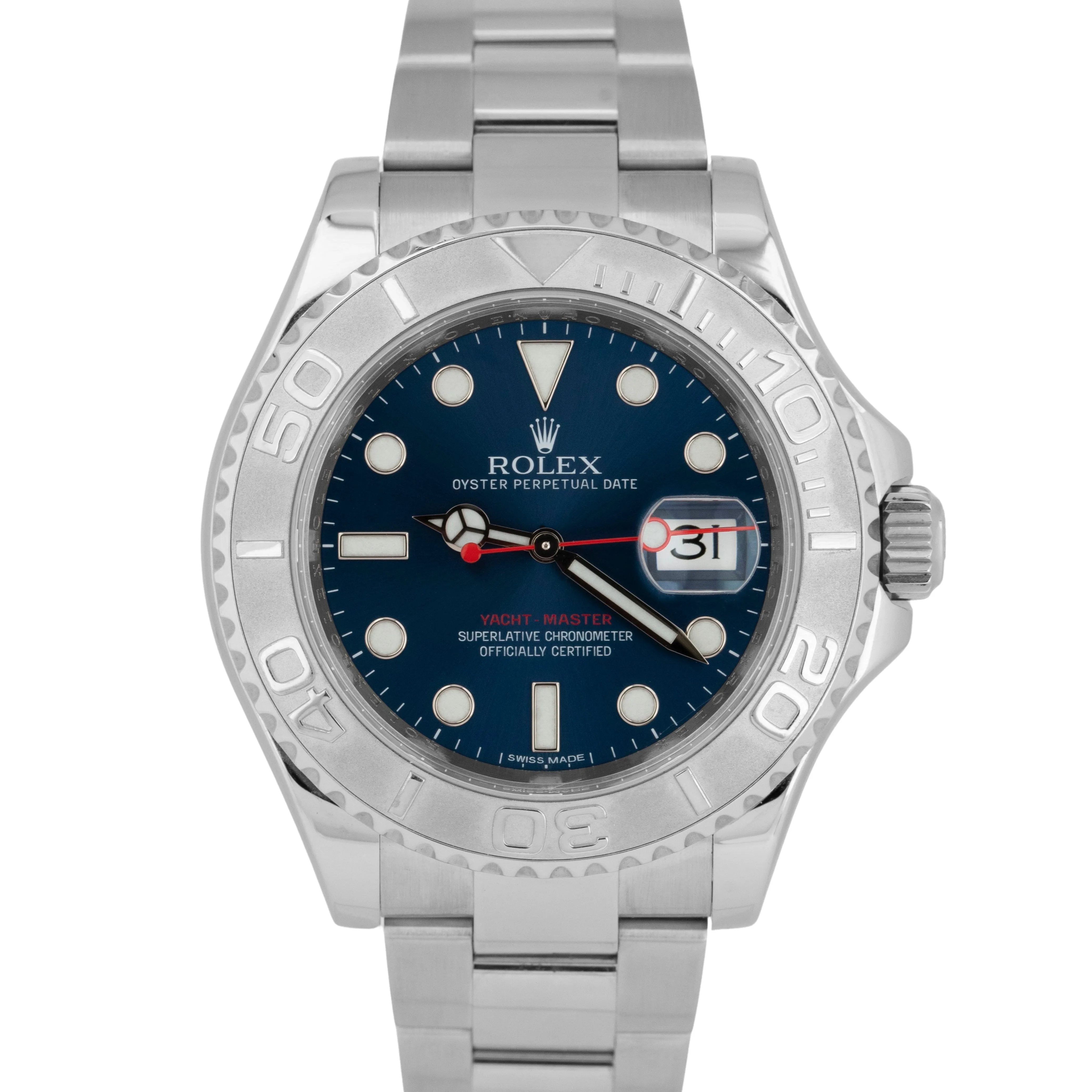 PAPERS Rolex Yacht-Master Platinum BLUE 40mm Stainless Steel Watch 116622 BOX