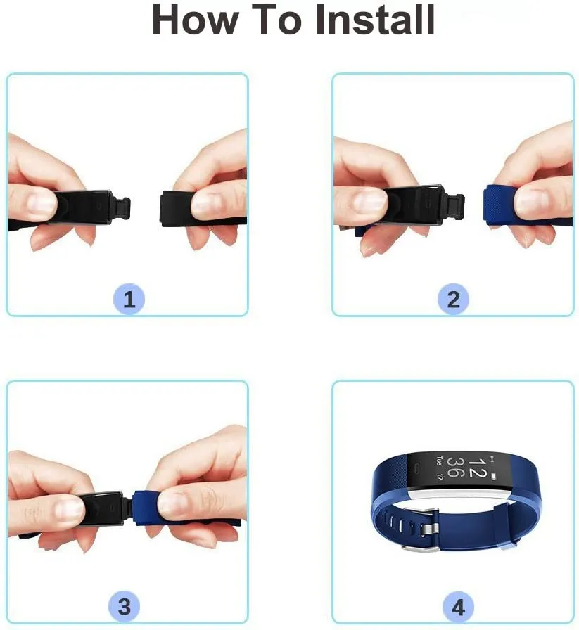 Reluen Wrist Bands Replacement - Replacement Band Very Fit Watch Slim Fitness Tracker Band for ID115 Fitness - 5 Color Strap Red Black Blue Wristband Color Purple Green Wristbands Activity Tracker