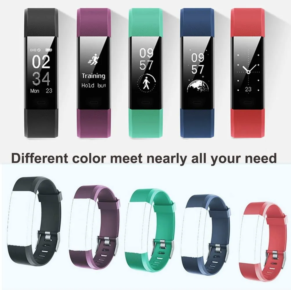 Reluen Wrist Bands Replacement - Replacement Band Very Fit Watch Slim Fitness Tracker Band for ID115 Fitness - 5 Color Strap Red Black Blue Wristband Color Purple Green Wristbands Activity Tracker
