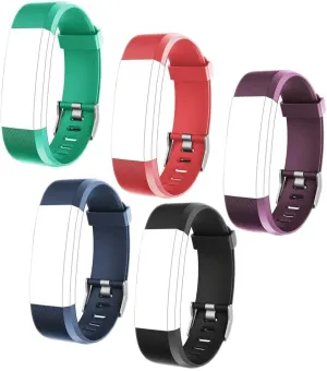 Reluen Wrist Bands Replacement - Replacement Band Very Fit Watch Slim Fitness Tracker Band for ID115 Fitness - 5 Color Strap Red Black Blue Wristband Color Purple Green Wristbands Activity Tracker