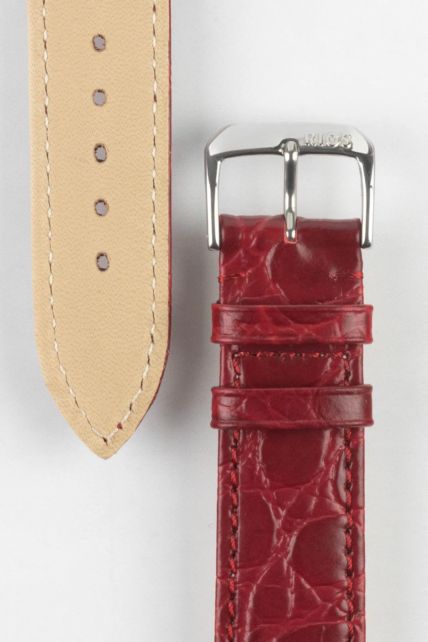 RIOS1931 BRAZIL Crocodile-Embossed Leather Watch Strap in BURGUNDY