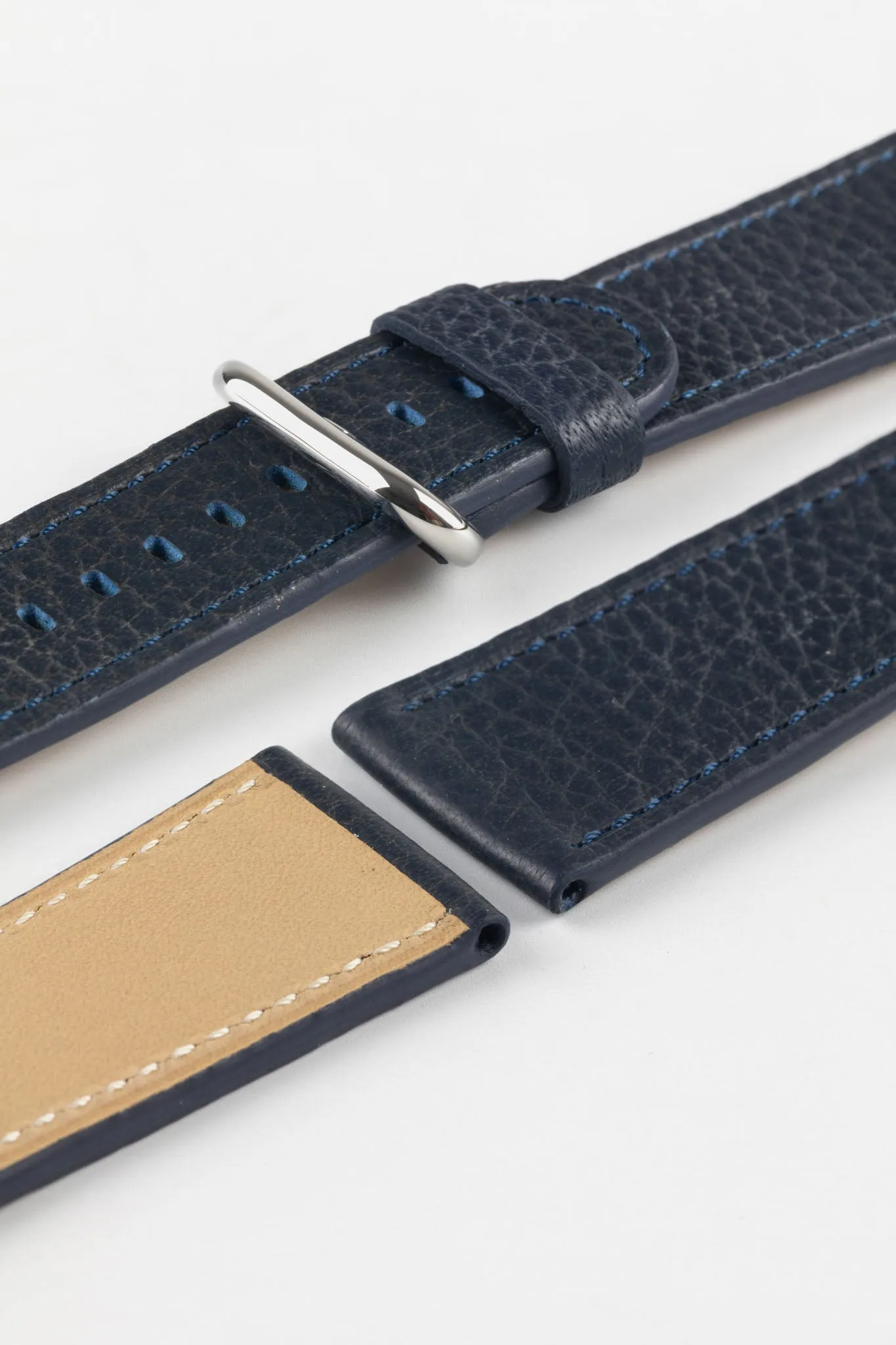 RIOS1931 CONNECT Buffalo Leather Watch Strap for 42 / 44 / 45mm / Ultra Apple Watch in OCEAN BLUE