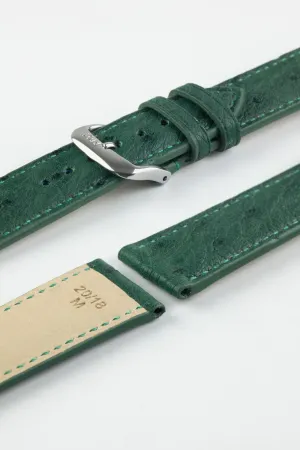 RIOS1931 MAISON Genuine Ostrich Leather Watch Strap in FOREST GREEN